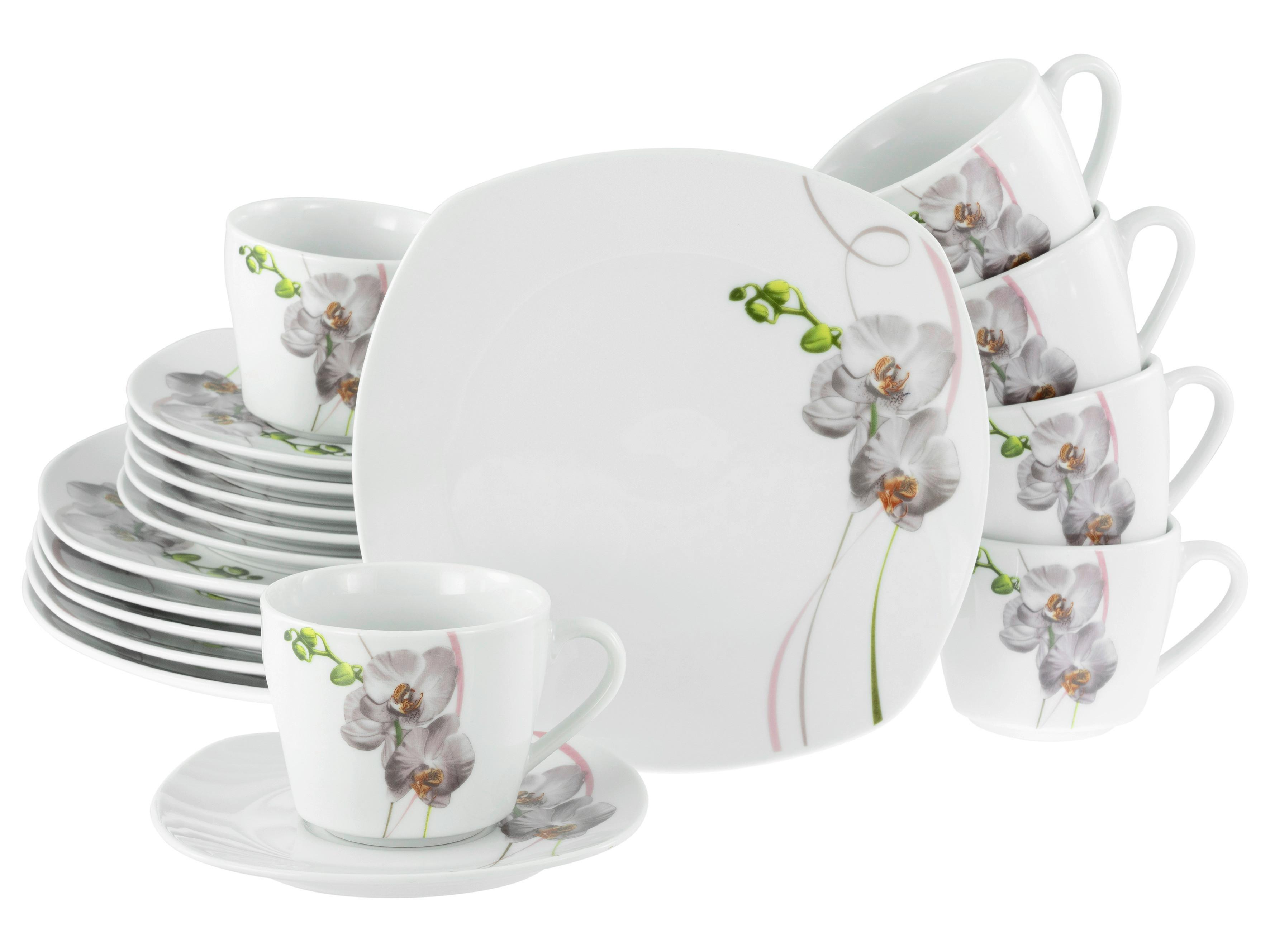 Kaffeeservice Square Orchidee 18--Teilig., Multicolor - Multicolor, Trend, Keramik - Creatable