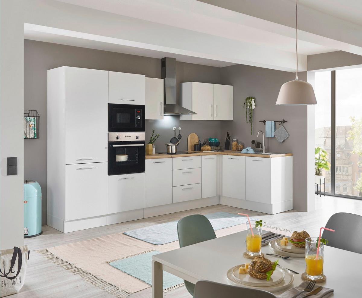 Eckküche Turin Weiss/Eiche Dekor 330x165 cm - Weiß/Eiche Artisan, Basics, Holzwerkstoff (330/165cm) - MID.YOU