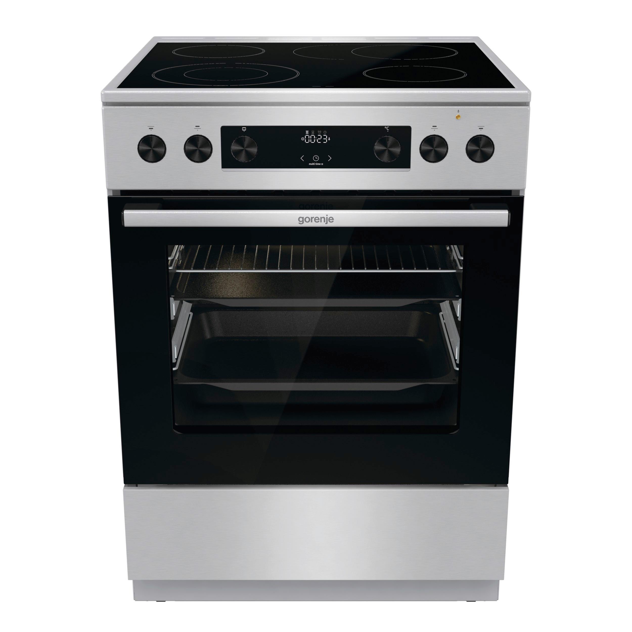 Herd Gecs6c70xpa - Edelstahlfarben/Schwarz, Trend, Glas/Metall (60/85/60cm) - Gorenje