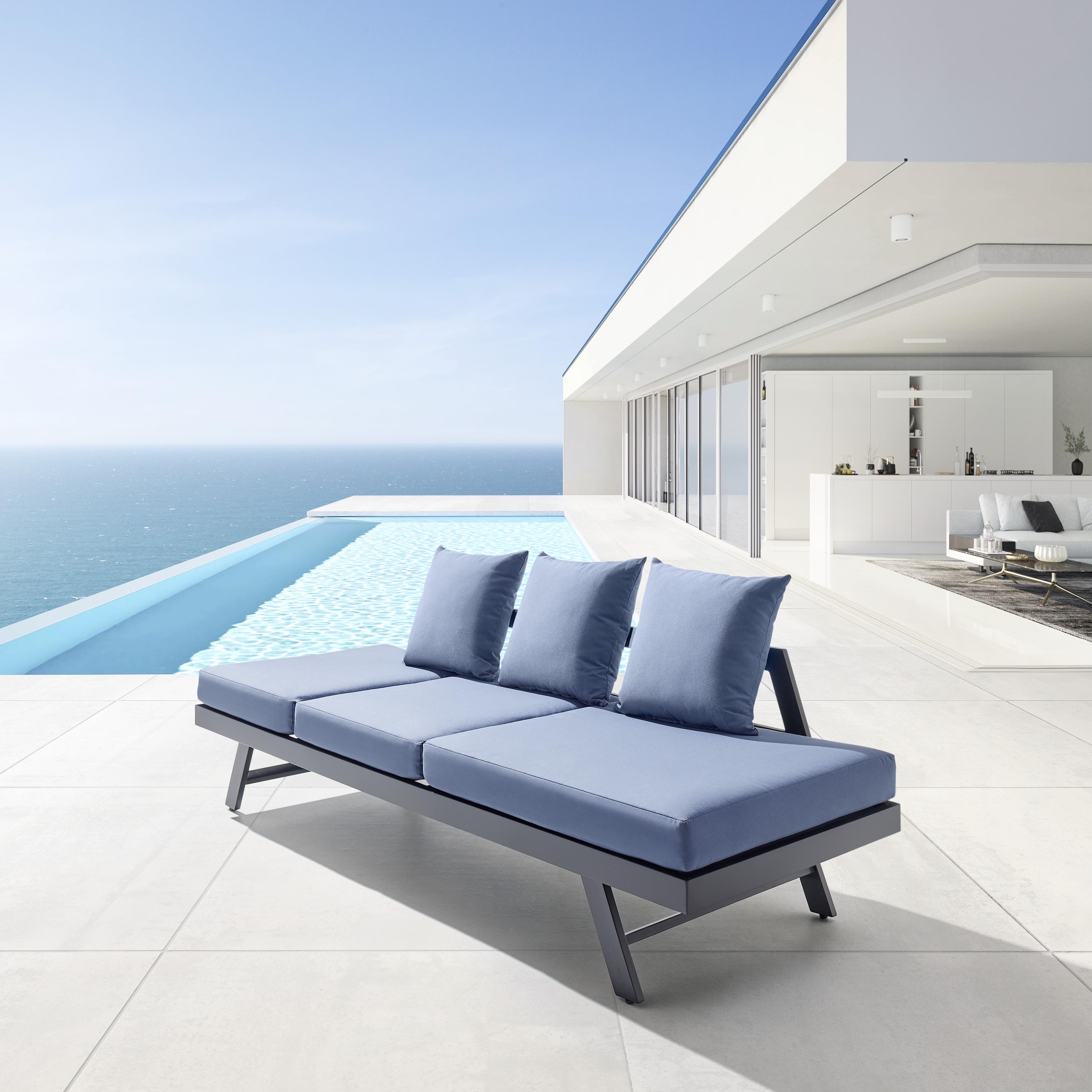 Relaxační Lehátko Ilva Blu - modrá/tmavě šedá, Moderní, kov/textil (210/61/74cm) - Bessagi Garden