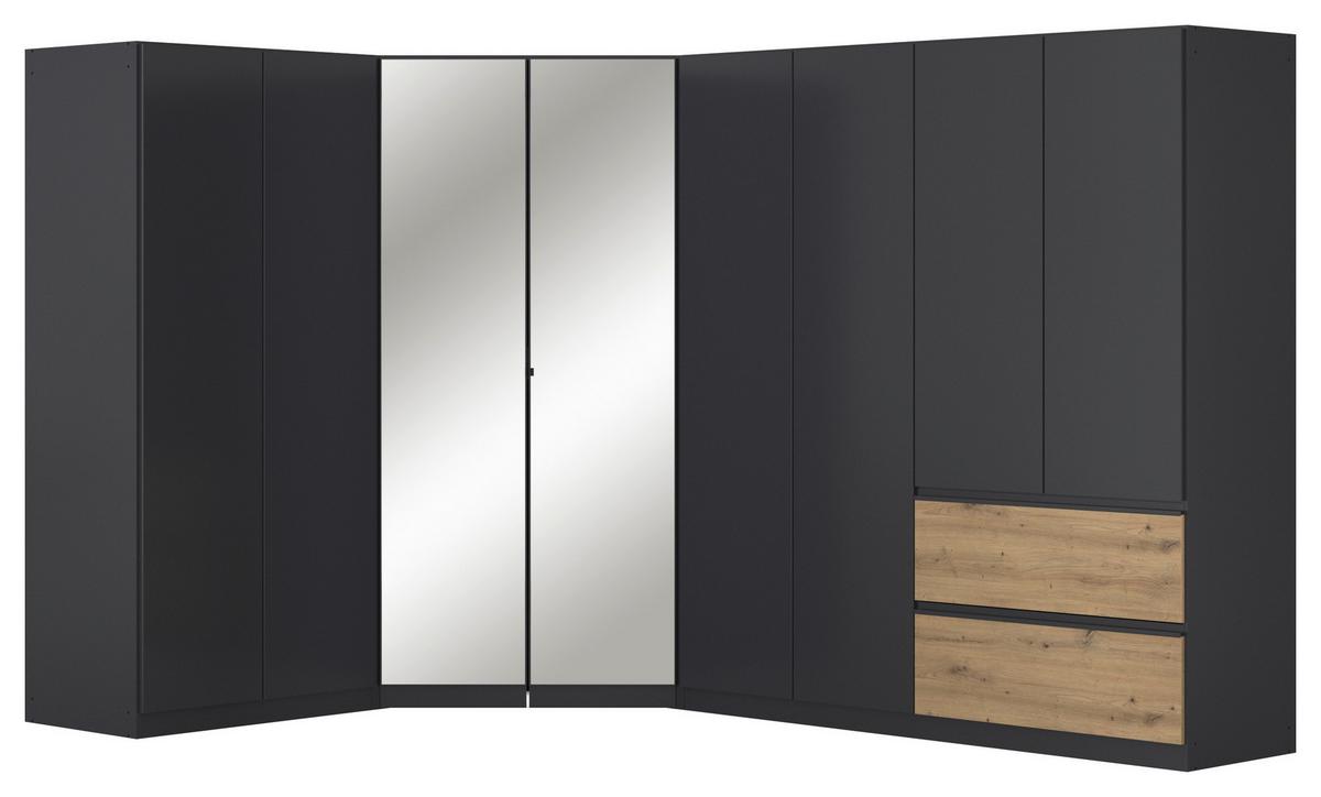 Eckkleiderschrank Costa Grau Eiche Artisan Dekor - Eiche Artisan/Grau, MODERN, Holzwerkstoff (208/197/298cm) - Rauch Möbel