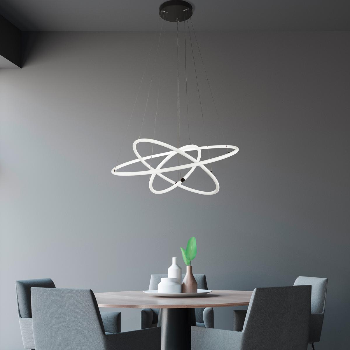 Led-pendelleuchte 40176-3bk - Schwarz/Weiß, Design, Kunststoff/Metall (79/142cm)