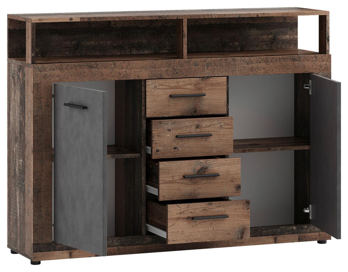Kommode Lupo Eiche Dekor Anthrazit B: 119 Cm - Alteiche/Anthrazit, Design, Holzwerkstoff (119/96/32cm) - MID.YOU