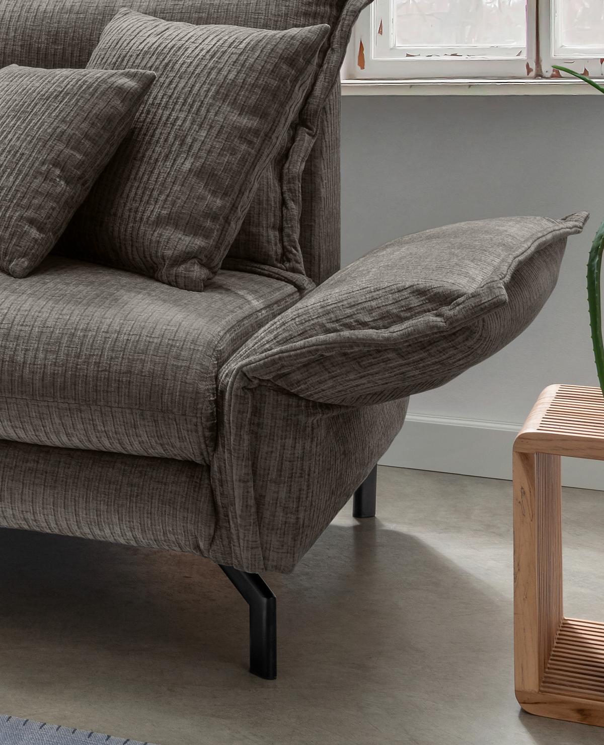 Ecksofa Lava - Graubraun/Schwarz, Design, Textil (180/255cm) - Livetastic