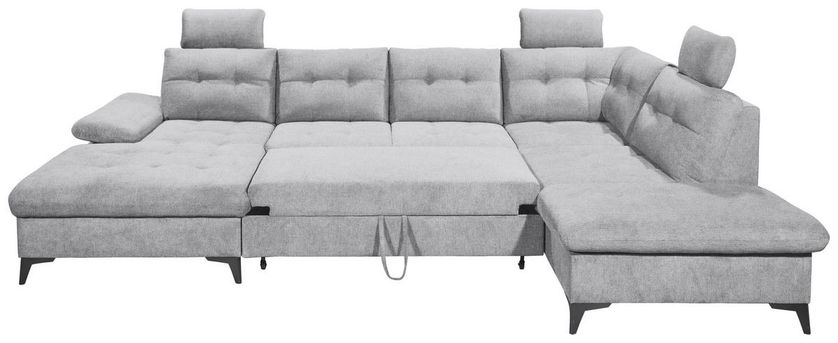 Sedacia súprava DURBAN U, pravá, svetlosivá - čierna/svetlosivá, Konventionell, textil/plast (170/324/218cm) - MID.YOU
