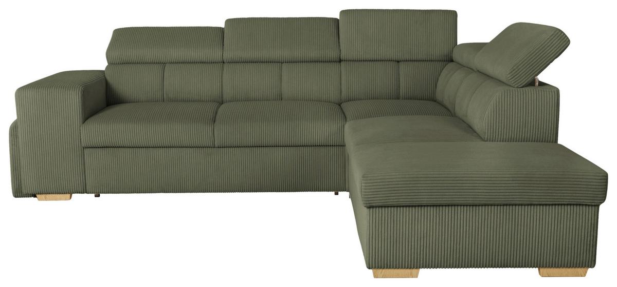 Ecksofa Sirius L olivgrün, 267x218cm - Eichefarben/Olivgrün, KONVENTIONELL, Holz/Holzwerkstoff (267/218cm)