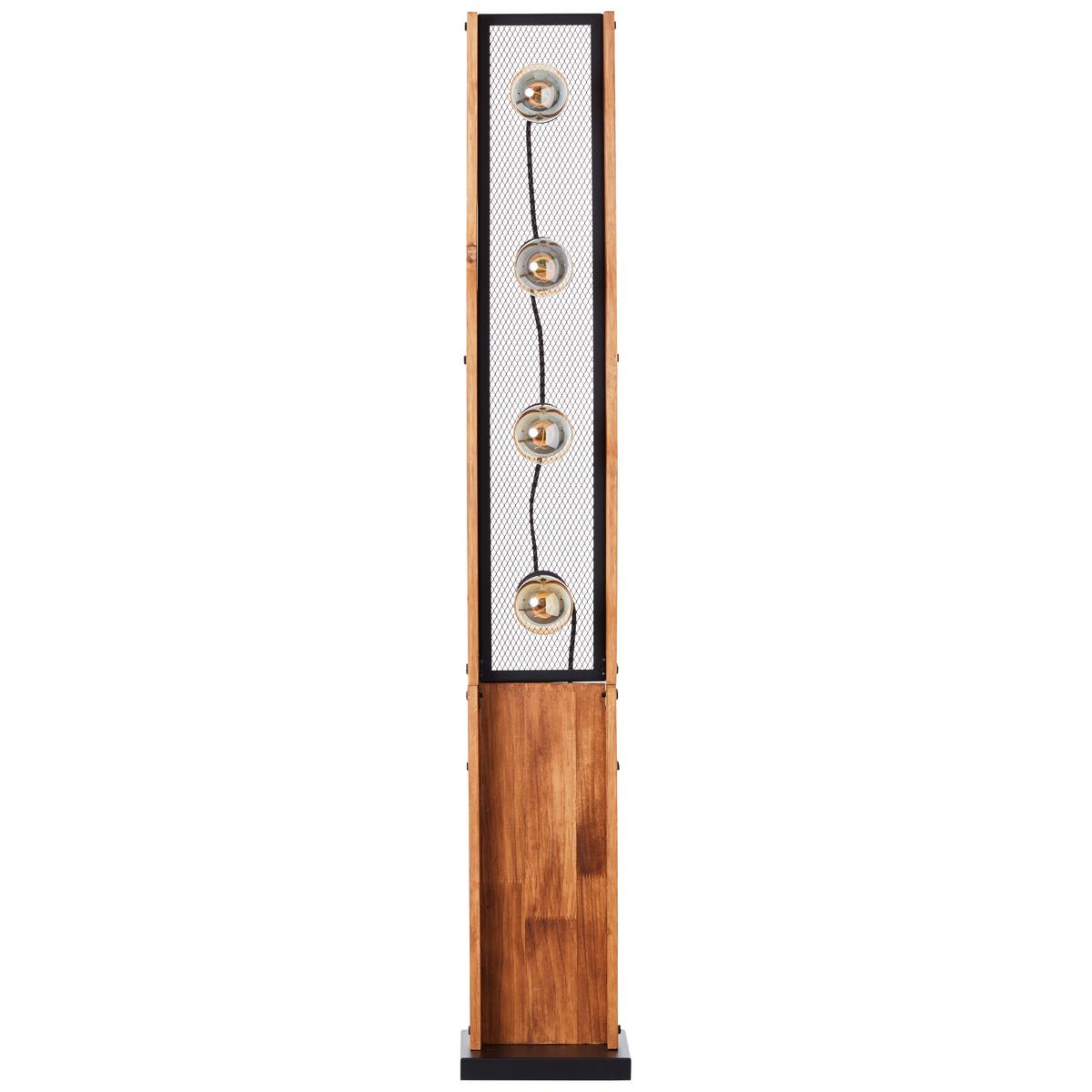 Stehlampe Holz Calandra Braun/schwarz Mit Fußschalter - Schwarz/Braun, Natur, Holz/Metall (20/125,5/20cm) - Brilliant