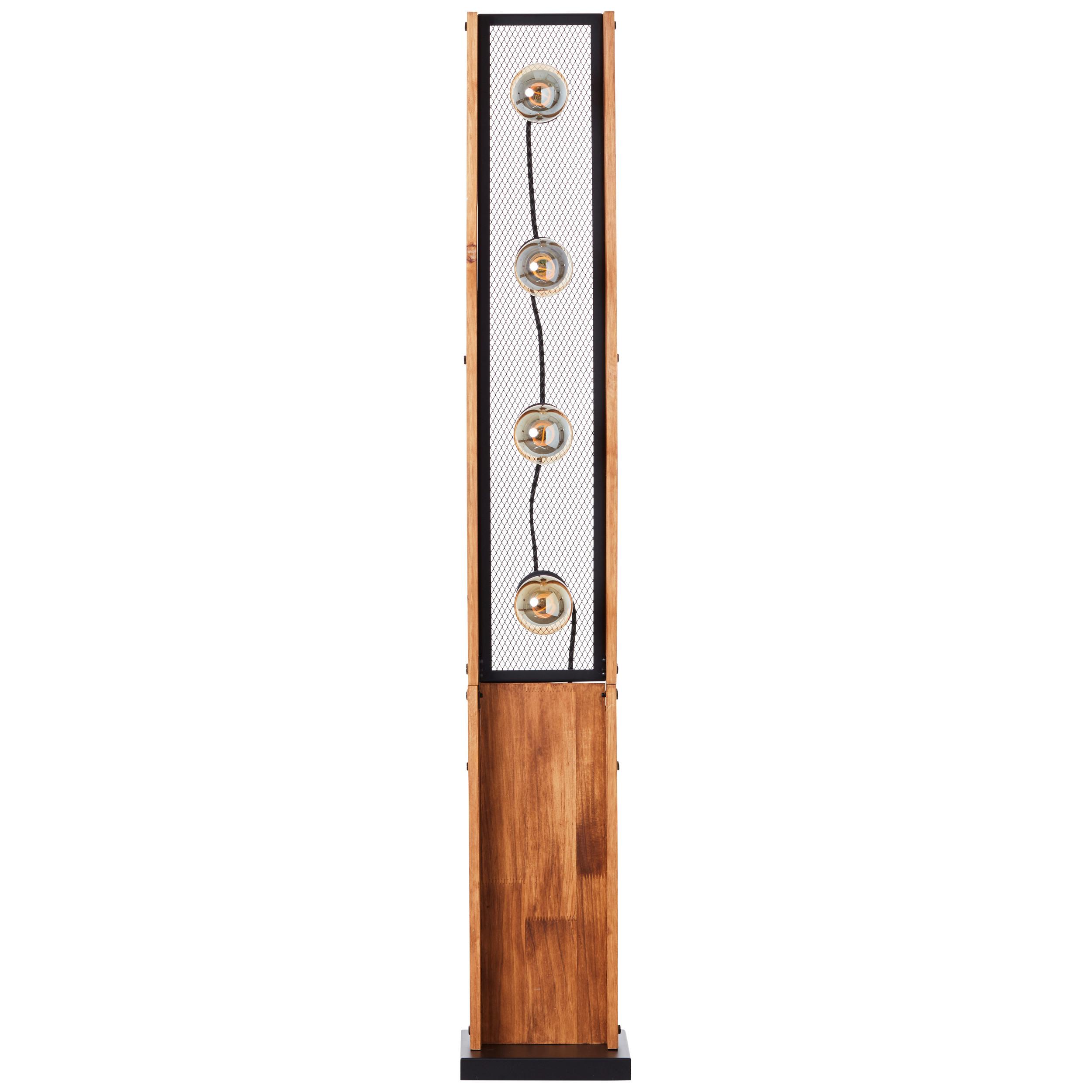 Stehlampe Holz Calandra Braun/schwarz Mit Fußschalter