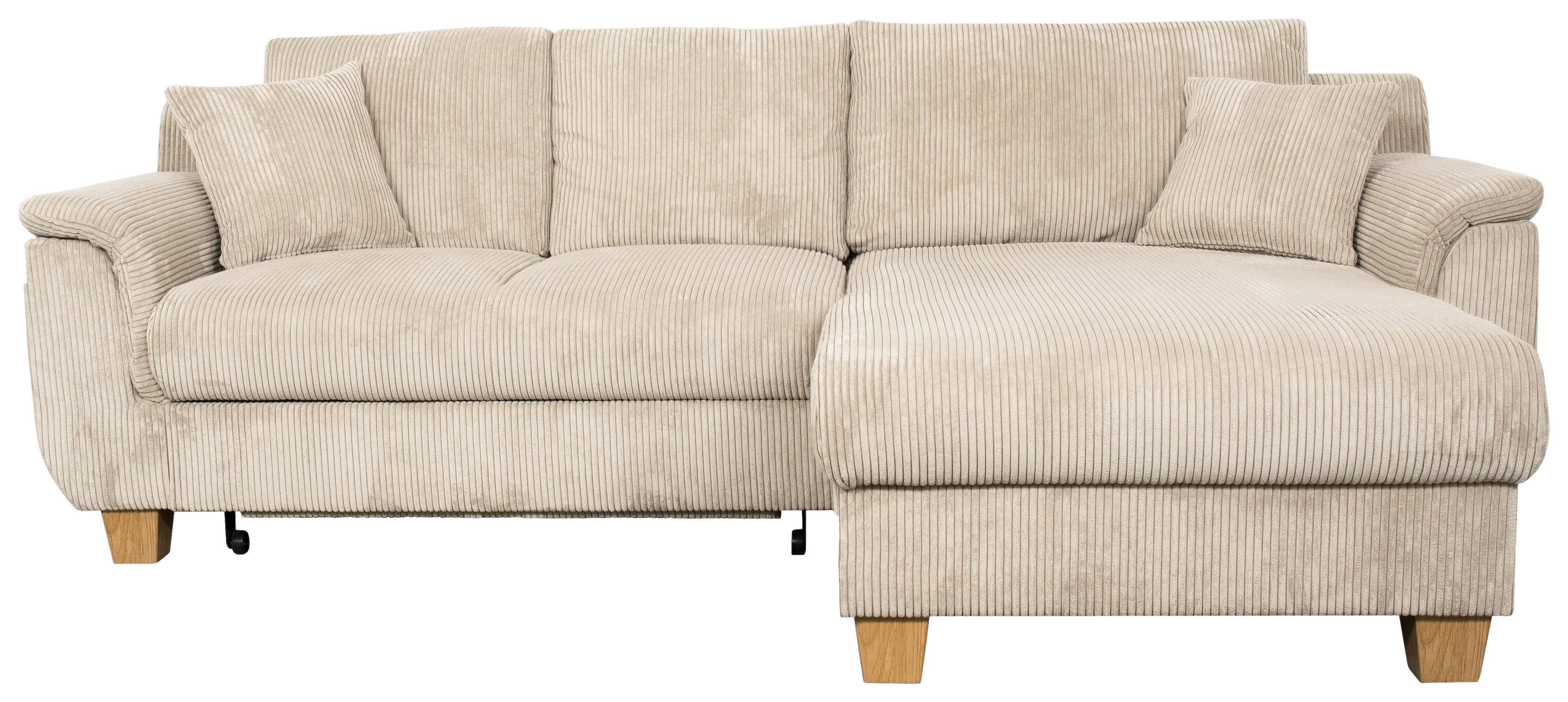 Ecksofa m. Schlaffunktion Alex + Bettkasten Beige 246x88 cm