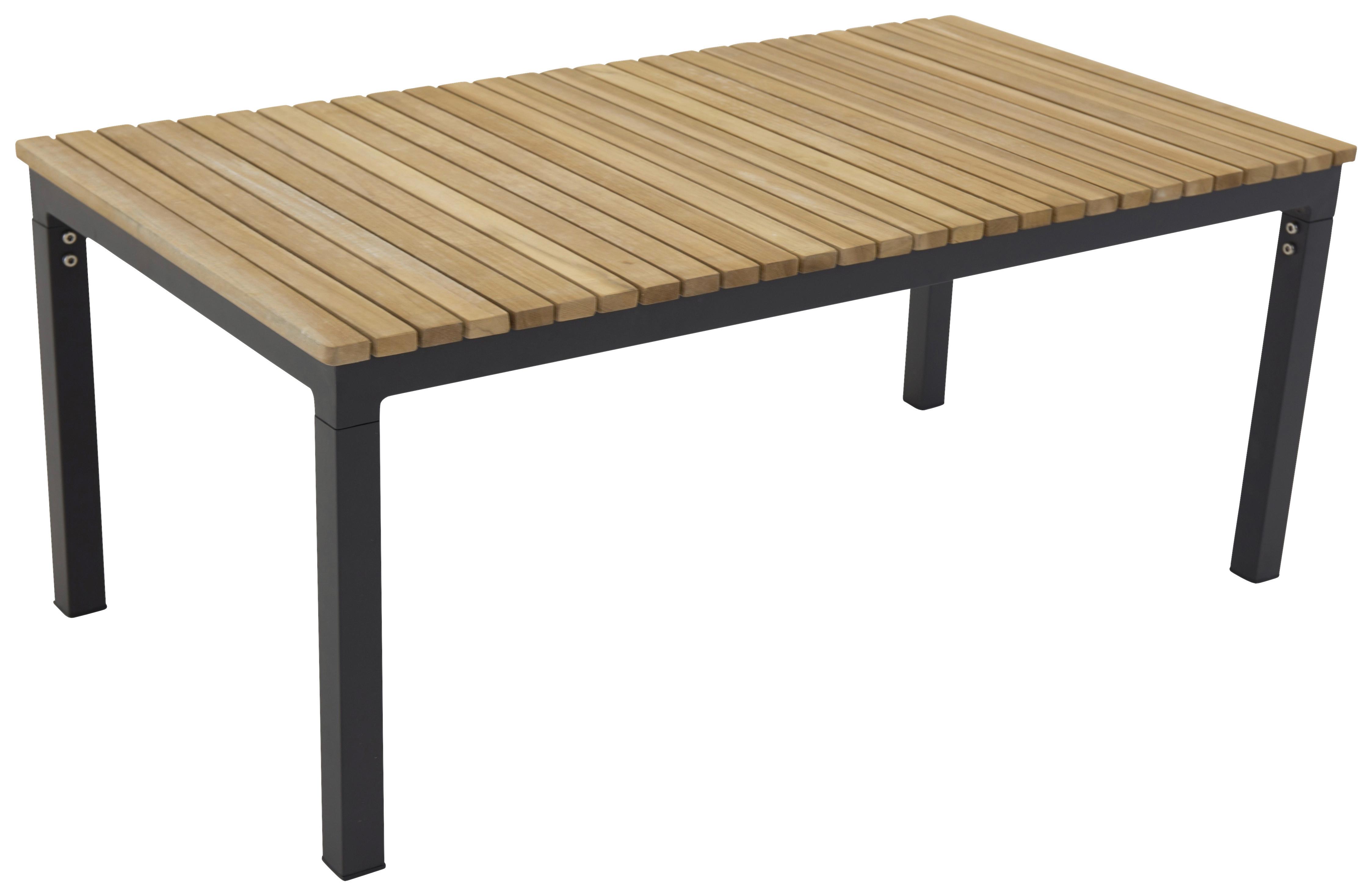 Loungetisch Brasilia - Schwarz/Teakfarben, KONVENTIONELL, Holz/Metall (110/60/45cm) - Gardenson