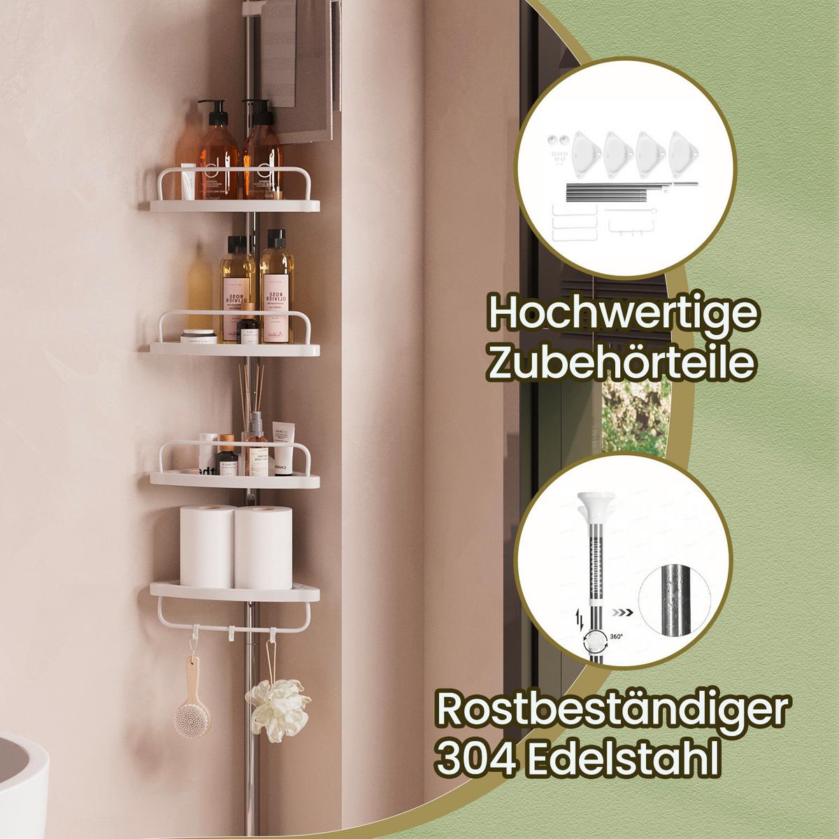 Duschregal Weiß B: 35 cm - Weiß, Basics, Kunststoff/Metall (35/95-300/25cm)