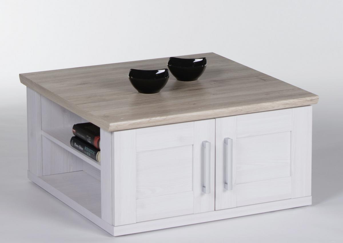 Couchtisch mit Stauraum Romance Eiche/Weiß - Eichefarben/Weiß, Design, Holzwerkstoff (80/80/40cm) - MID.YOU