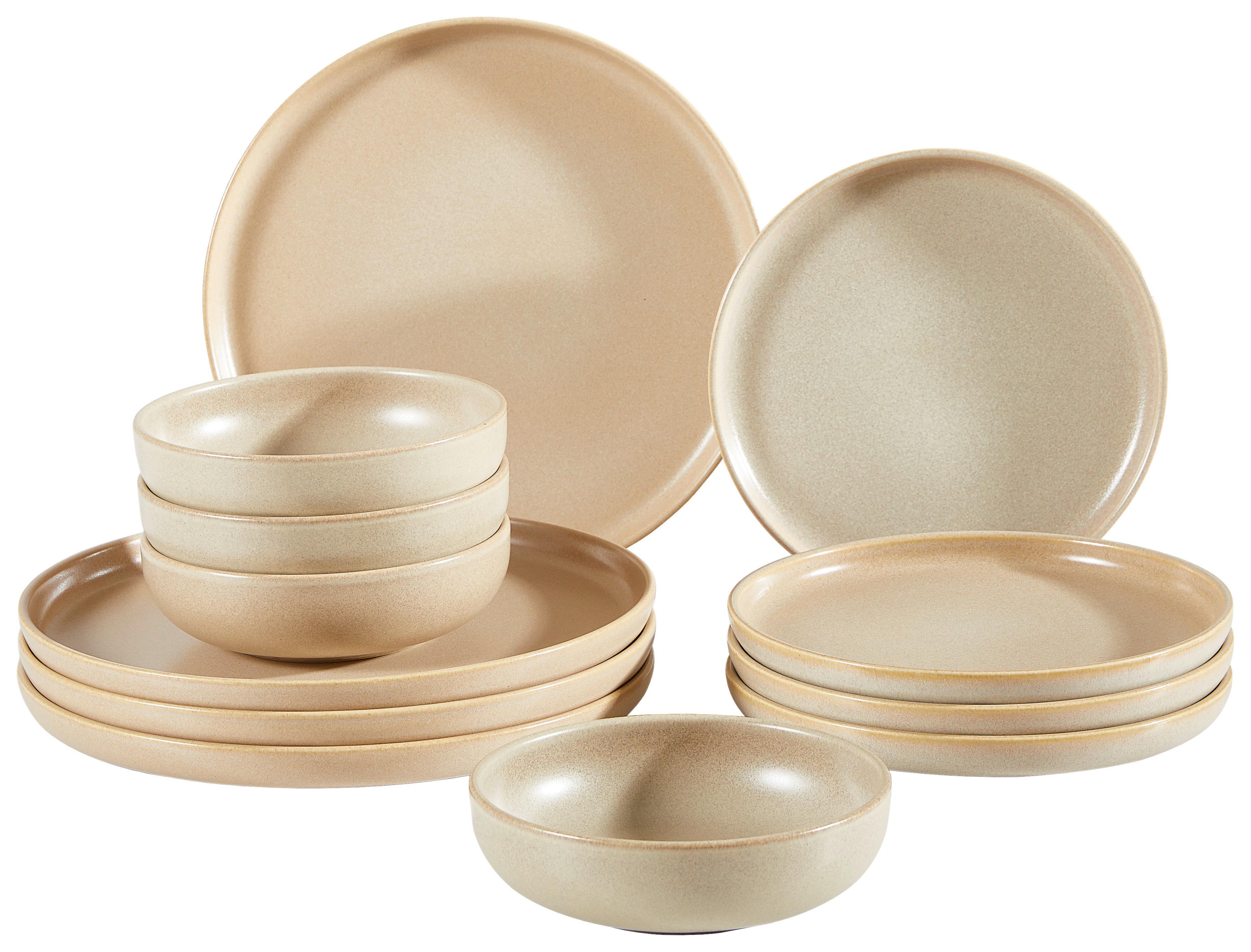 Tafelservice Uno Keramik 4Personen Geschirr Set Sand - Sandfarben, Trend, Keramik (43/40/37cm) - Creatable