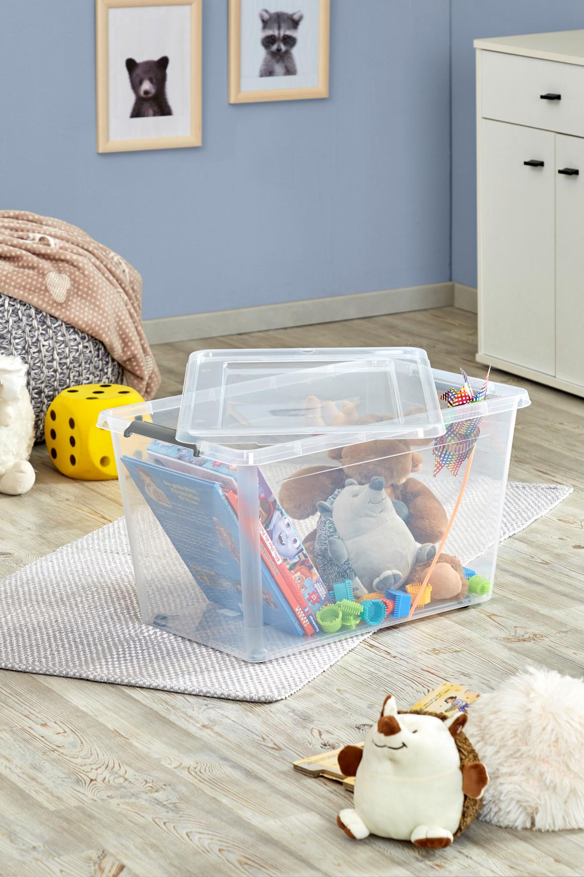 Aufbewahrungsbox Mit Deckel Mila 60l, 58x39x35 Cm - Transparent/Schwarz, Basics, Kunststoff (58/39/35cm) - Homezone