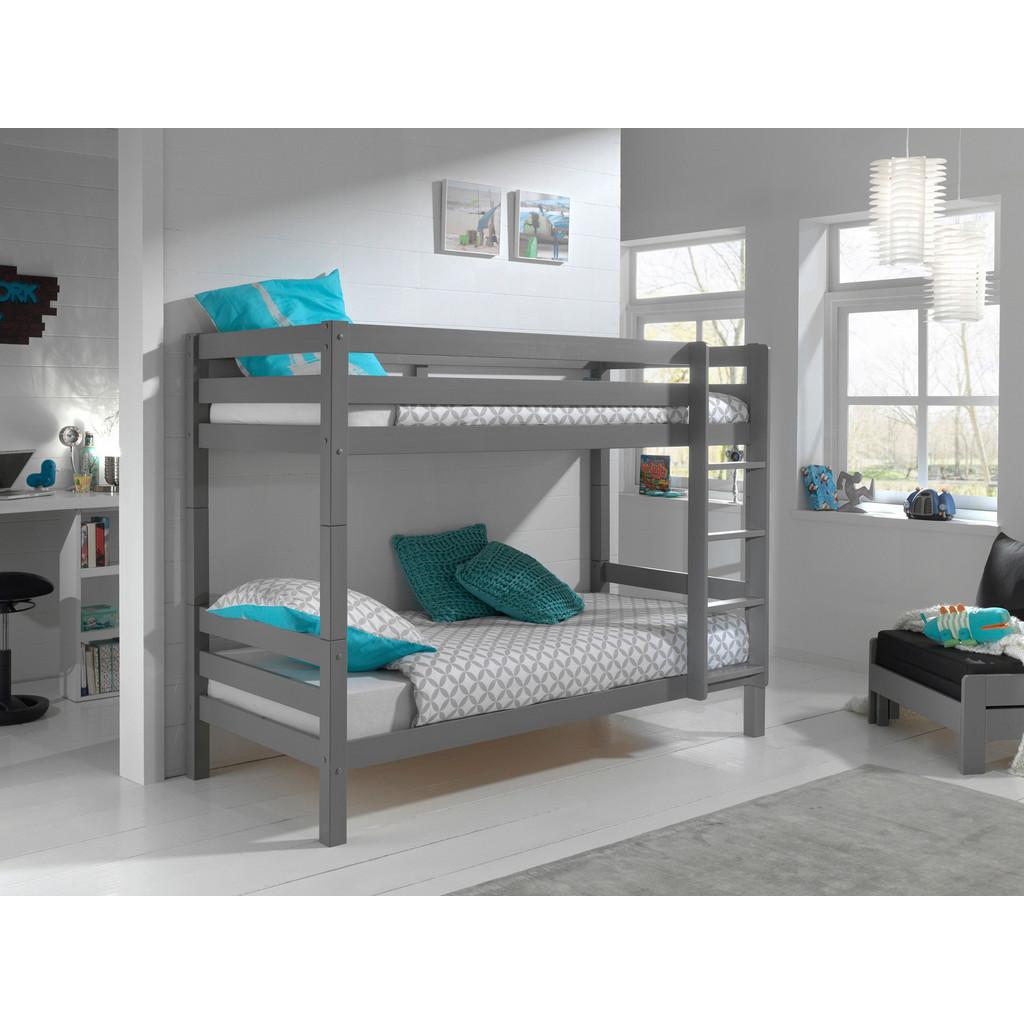 Etagenbett Pino Grau Kiefer Massiv mit Leiter