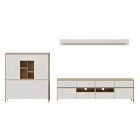 Wohnwand Stranda Weiß/Eichefarben B: 319cm - Eichefarben/Weiß, Design, Holzwerkstoff (319/170/39cm) - MID.YOU