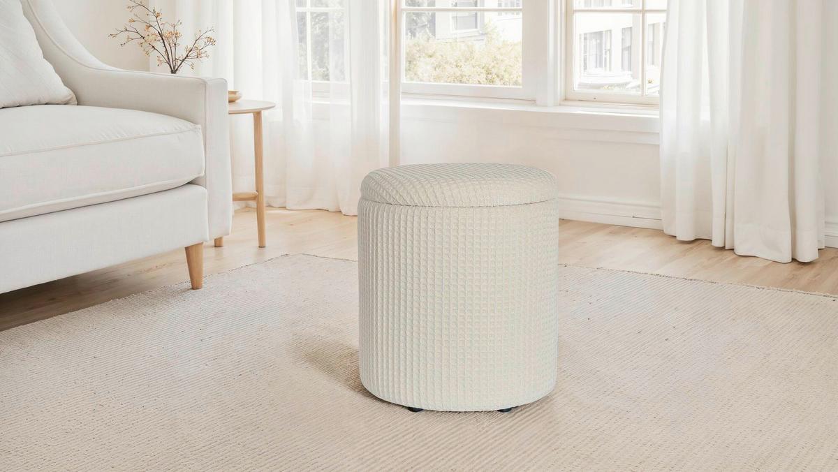 Hocker Creme B: 40cm - Creme, Design, Textil (40/45/40cm) - MID.YOU