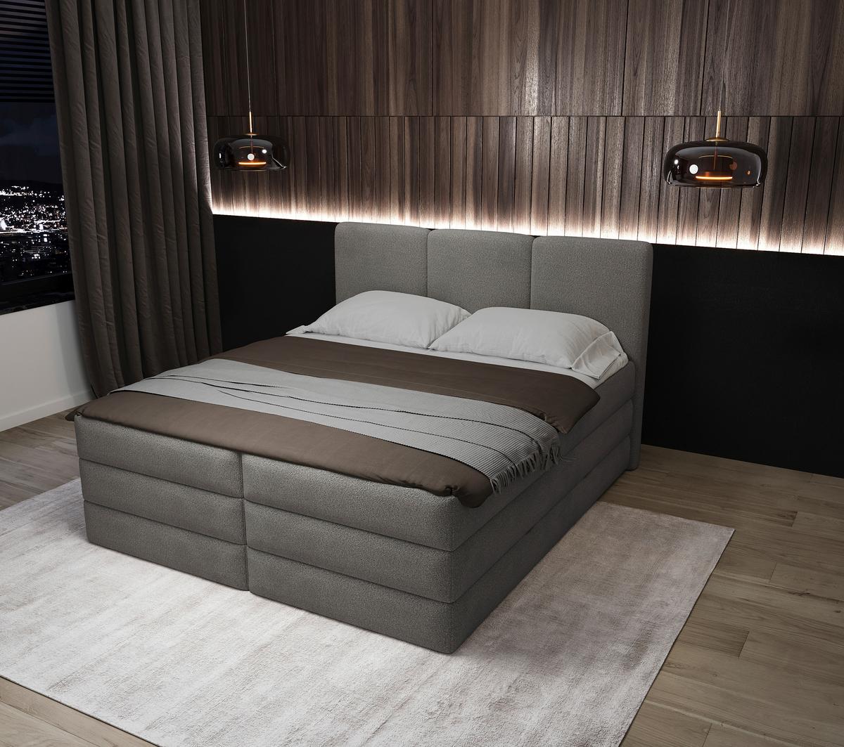Boxspringbett Mit Bettkasten 180x200 Cm Castel V - Anthrazit/Schwarz, MODERN, Holz/Holzwerkstoff (180/200cm) - MID.YOU