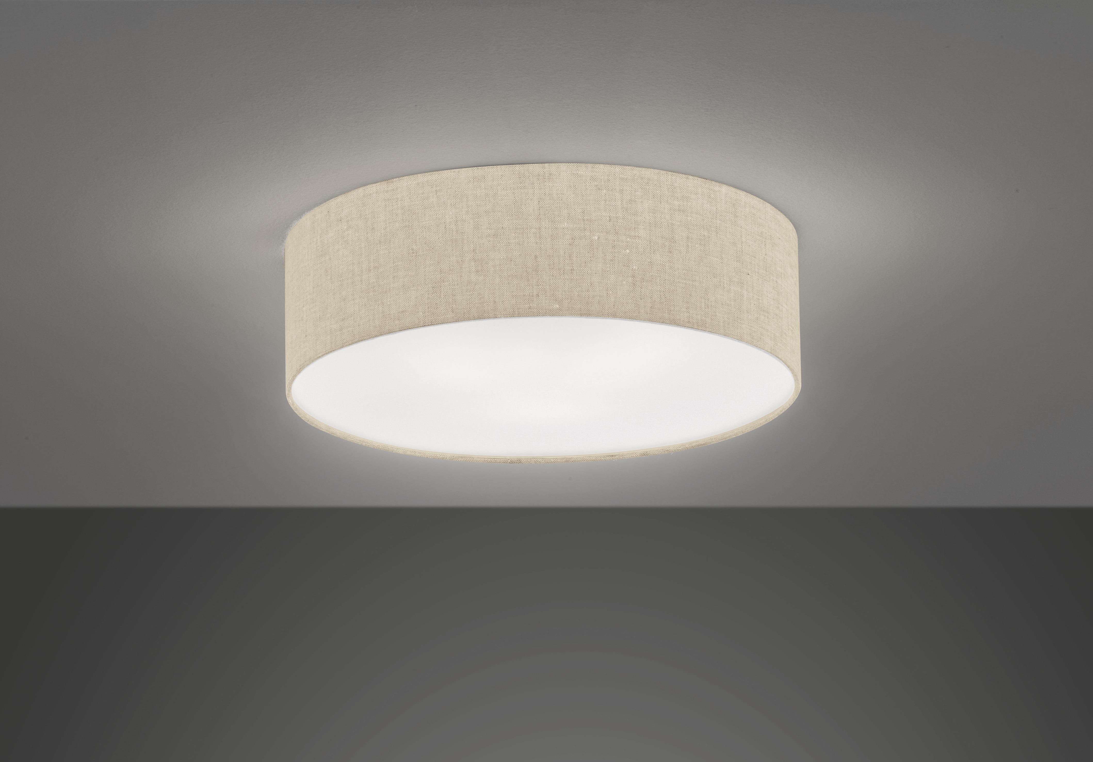 Deckenleuchte Thor Ø 40 cm 3-Flammig mit Textilschirm - Sandfarben, Design, Kunststoff/Textil (40/12cm) - Fischer & Honsel