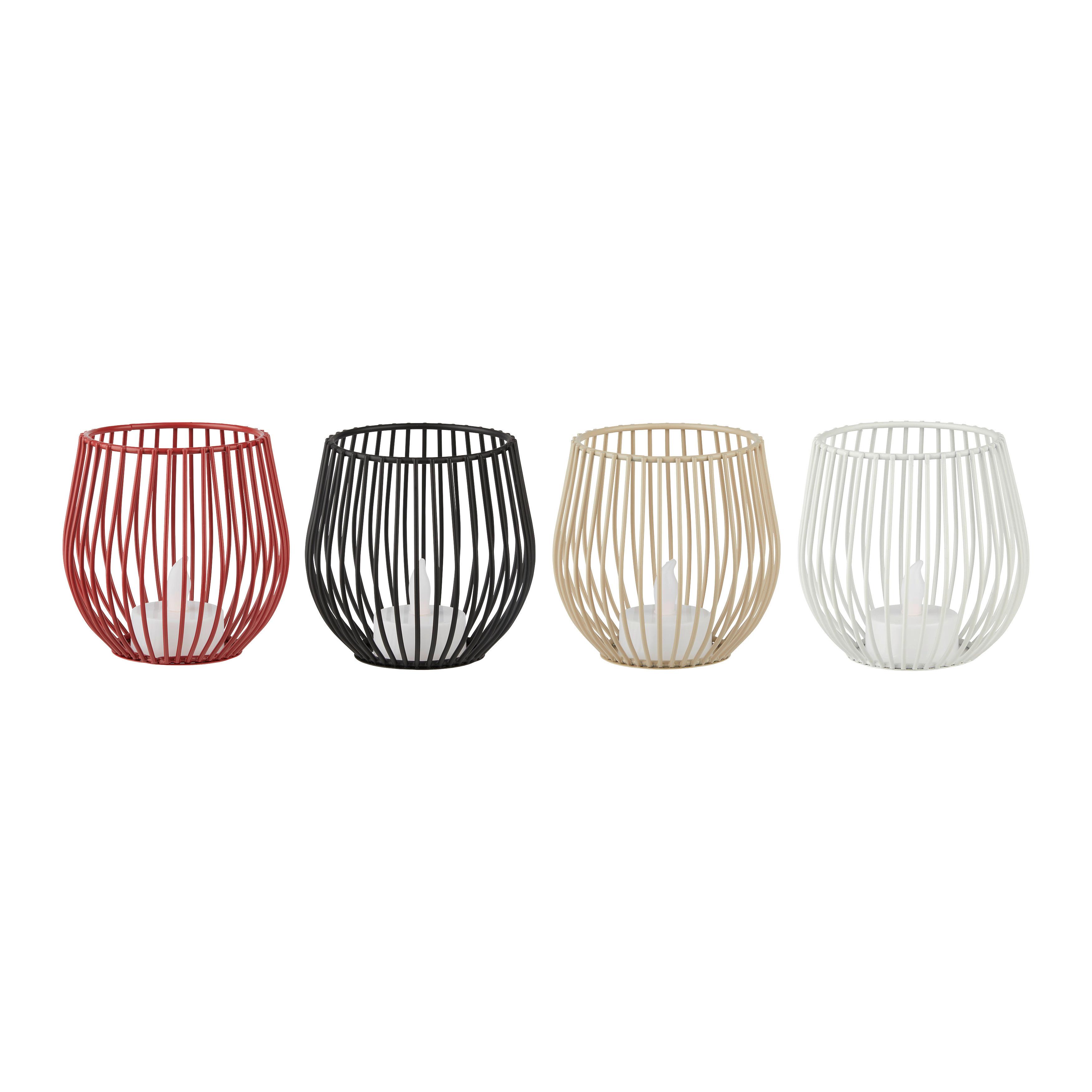 Svietnik s LED sviečkou LILLI - čierna/biela, Konventionell, kov/plast (9/9cm) - Mömax