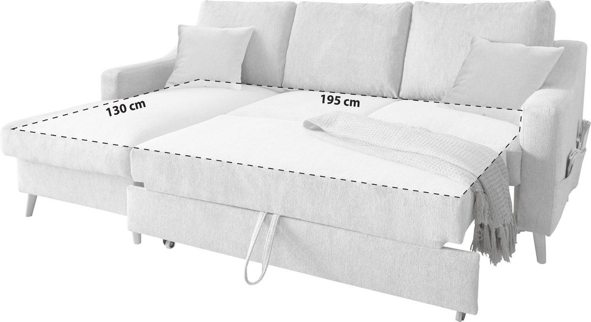 Ecksofa Valentina - Naturfarben/Hellblau, Design, Textil (150/228cm) - P & B