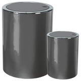 Schwingdeckeleimer Clap Set 2-teilig - Platinfarben, MODERN, Kunststoff - Kleine Wolke