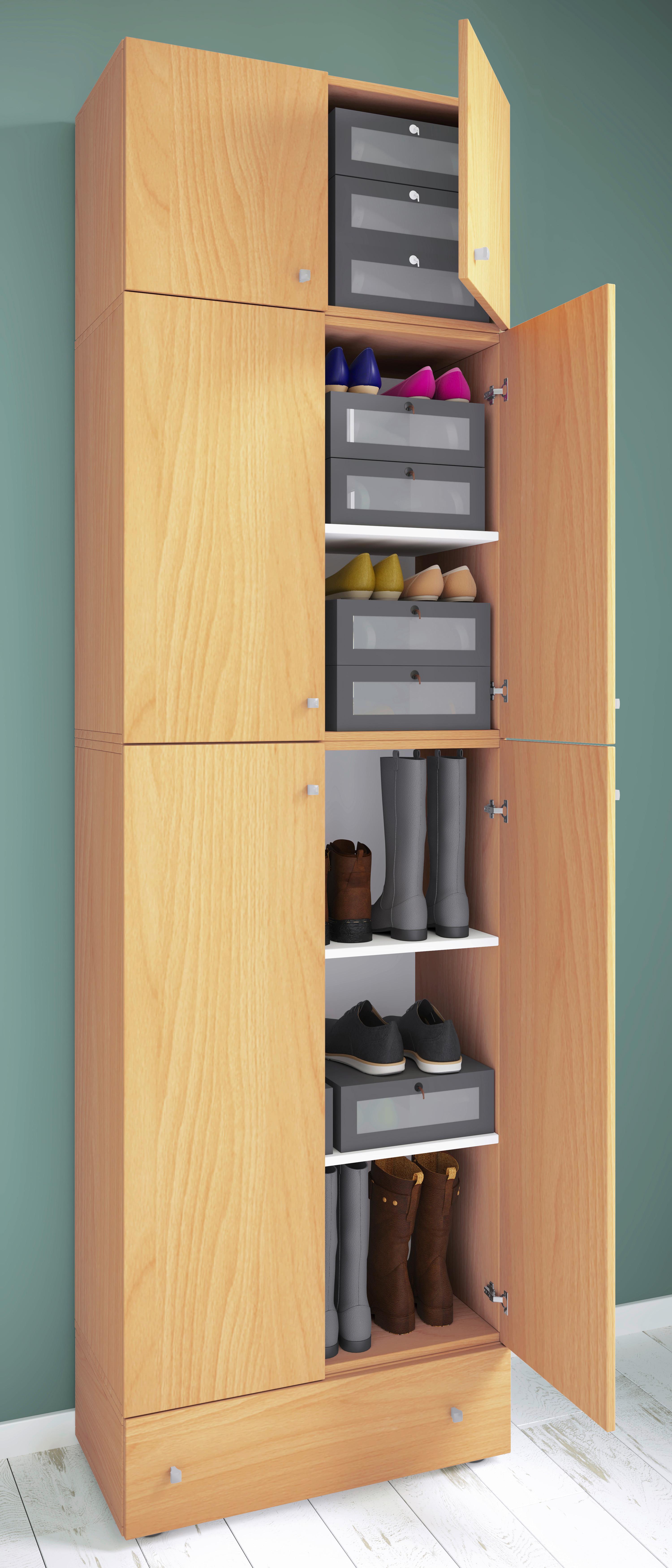 Schuhschrank Lona XXL Buche Dekor B: 70 cm - Buchefarben/Schwarz, KONVENTIONELL, Holzwerkstoff (70/240/39cm) - MID.YOU