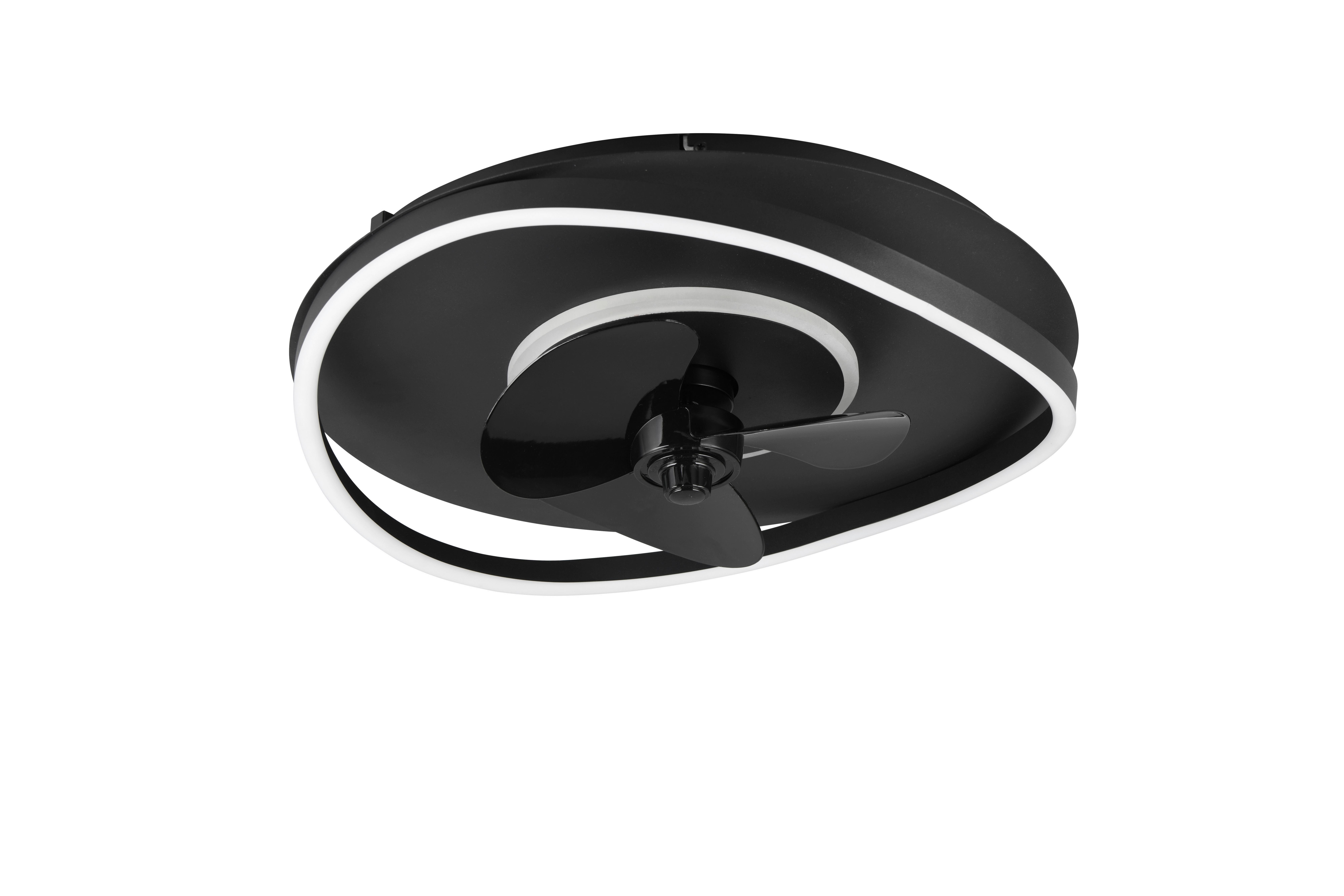 Deckenventilator Sortland Schwarz D: 73,5 cm - Schwarz, Design, Kunststoff (73,5/23cm)