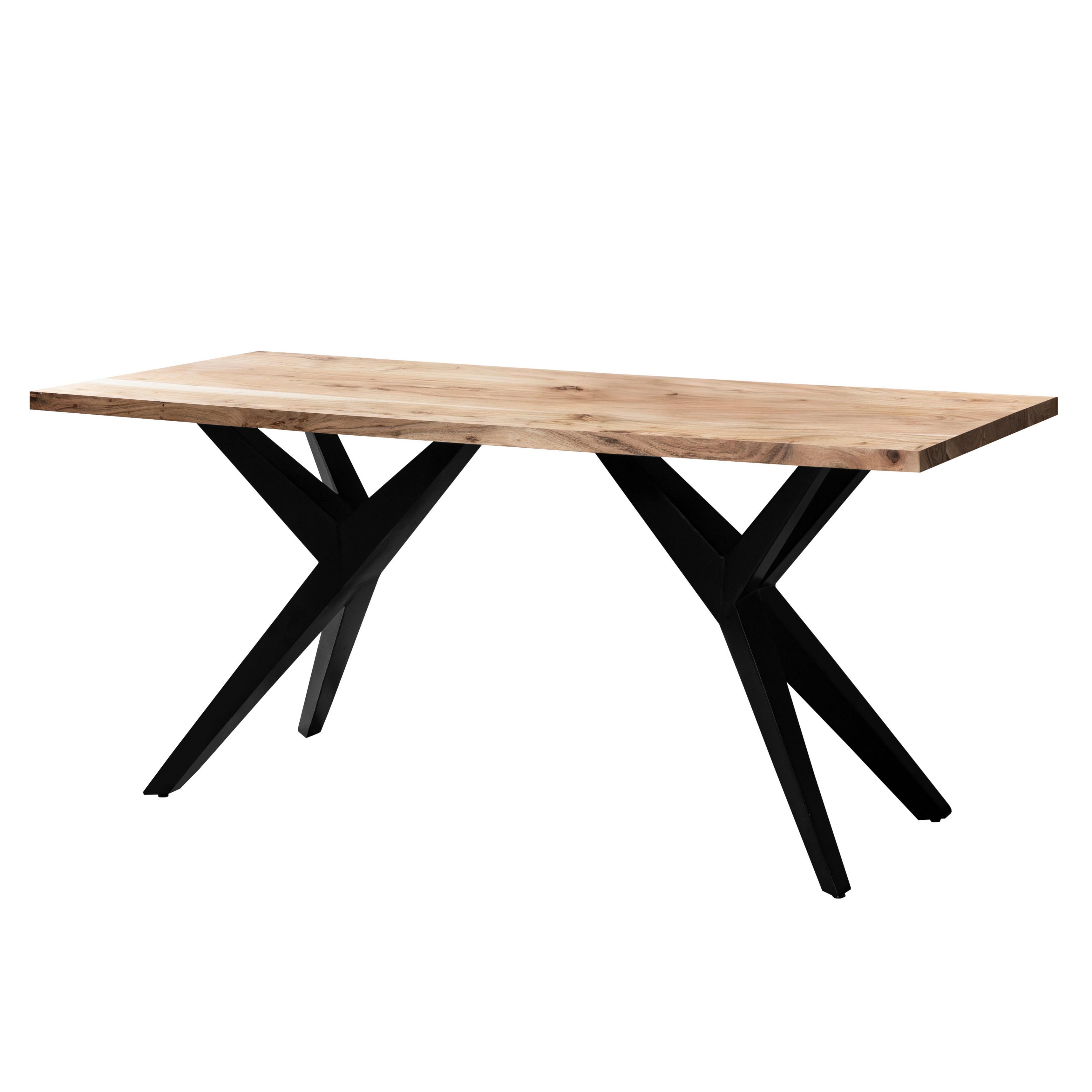 Esstisch Akaziefarben L: 120 cm - Schwarz/Akaziefarben, Design, Holz/Metall (120/60/76cm) - Livetastic