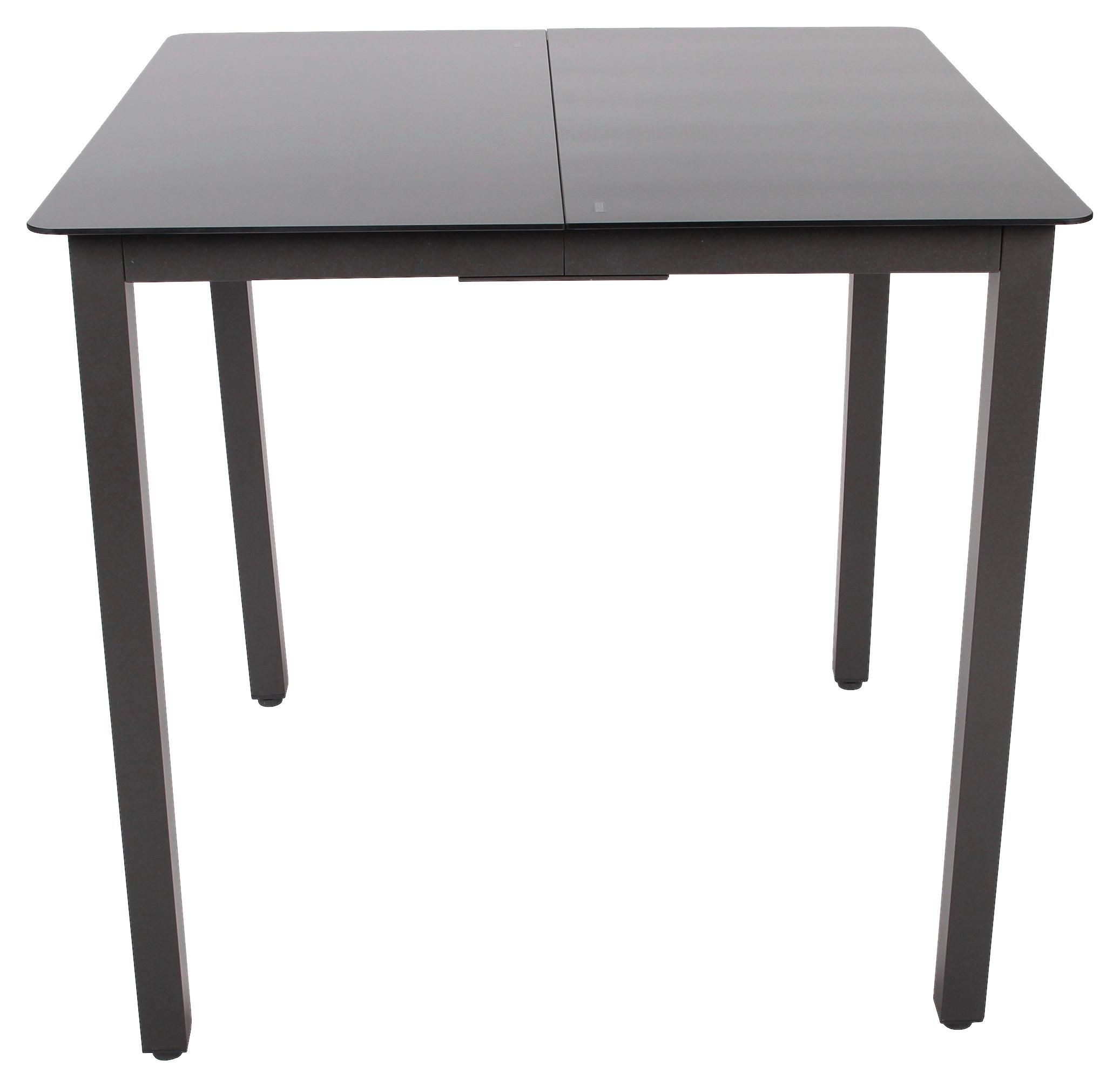 Gartentisch Aluminium/Glas L 80 cm - Schwarz, Basics, Glas/Metall (80/73/80cm) - Gardenson