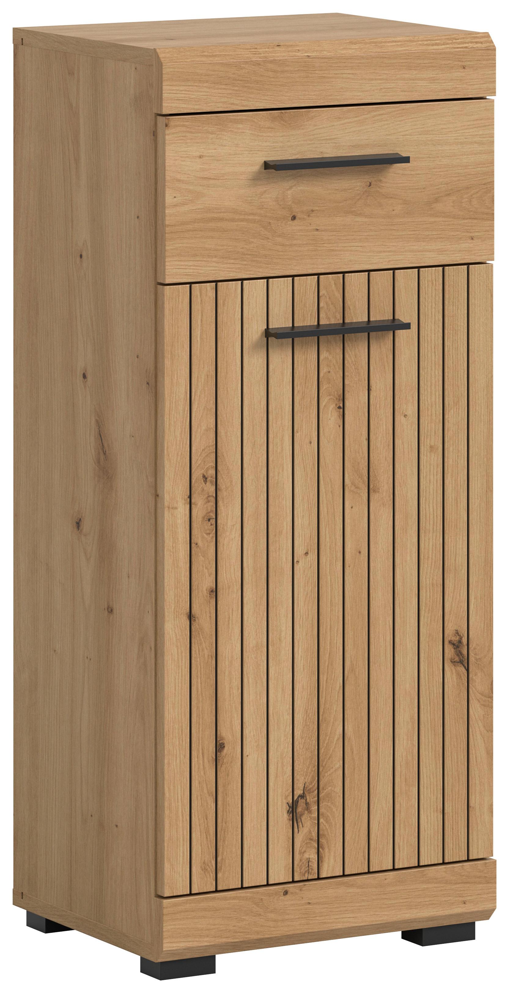 Midischrank Scout Eiche Artisan Dekor B: 37cm - Schwarz/Eiche Artisan, Trend, Holzwerkstoff (37/88/31cm) - MID.YOU