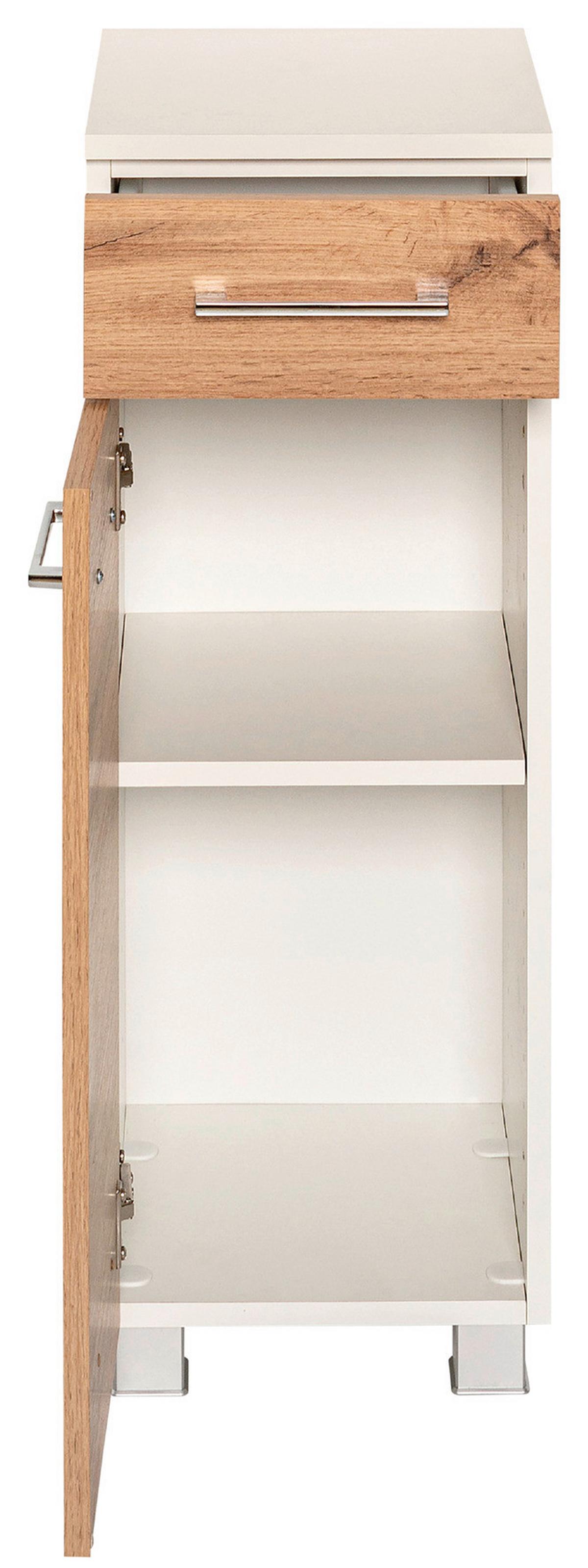 Unterschrank Paris Eiche Wotan/Weiß B: 30 cm - Silberfarben/Eiche Wotan, MODERN, Holzwerkstoff (30/79/35cm) - Held