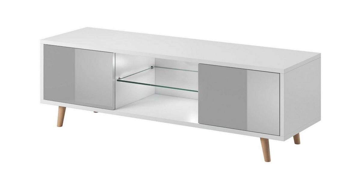 Lowboard TV Stand Sweden 1 Grau/Weiß B: 140 cm - Weiß/Grau, Design, Glas/Holzwerkstoff (140/45/42cm) - MID.YOU