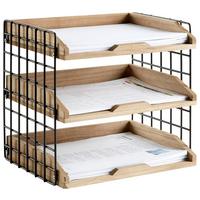 ODKLADAČ NA DOKUMENTY CAGE - černá/hnědá, Lifestyle, kov/dřevo (34/25/30cm) - Mömax