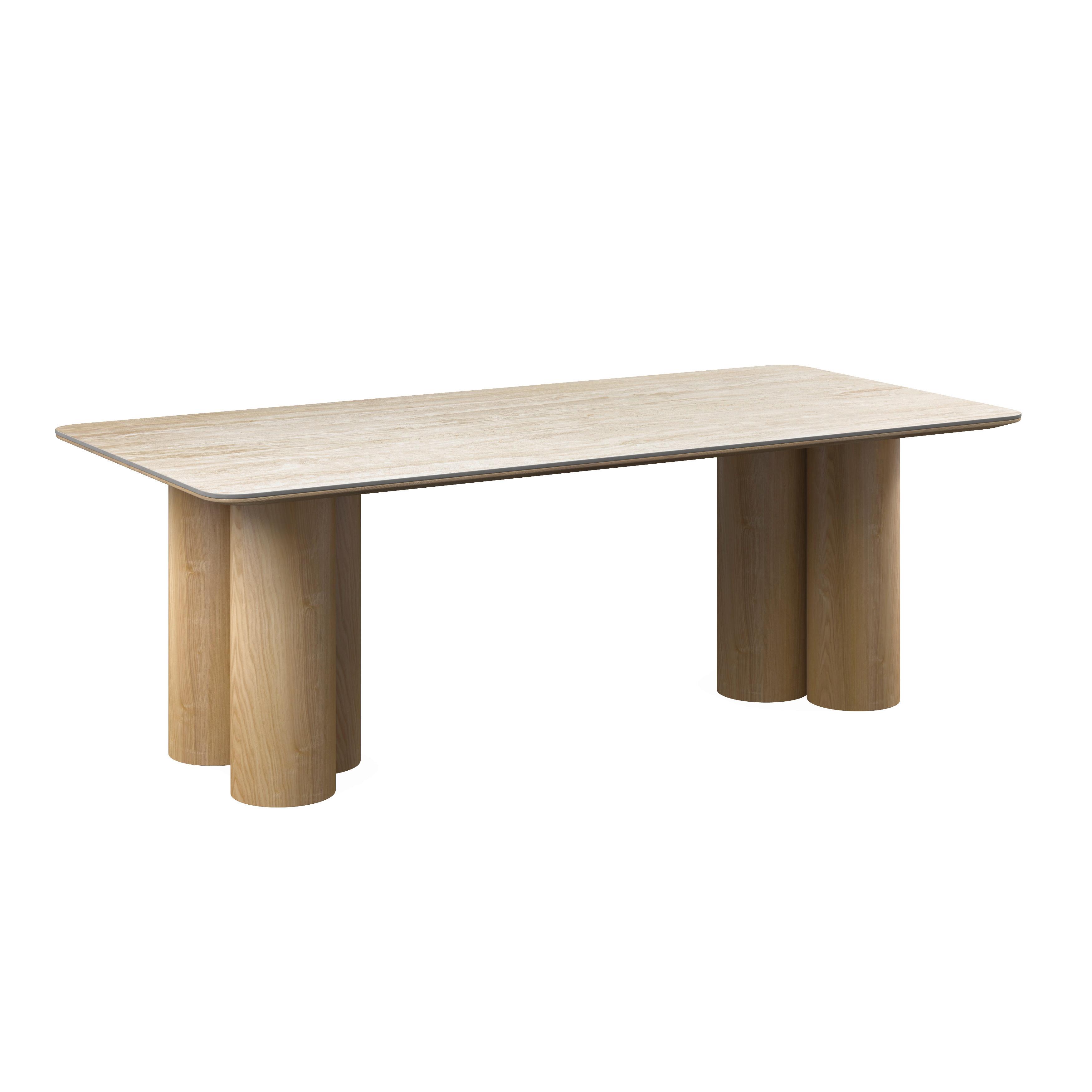 Jídelní stůl Kiano, š: 220 cm - krémová/přírodní barvy, Moderní, dřevo/kompozitní dřevo (220/76/105cm) - Bessagi Home