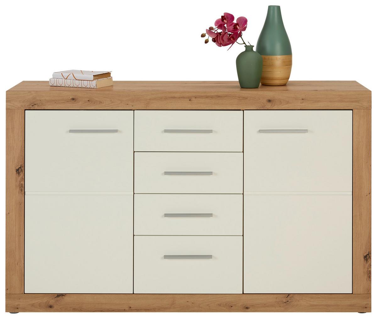 KOMODA MALTA  -EXKLUSIV- - bílá/barvy dubu, Konvenční, kompozitní dřevo/plast (138/86/40cm) - Mömax