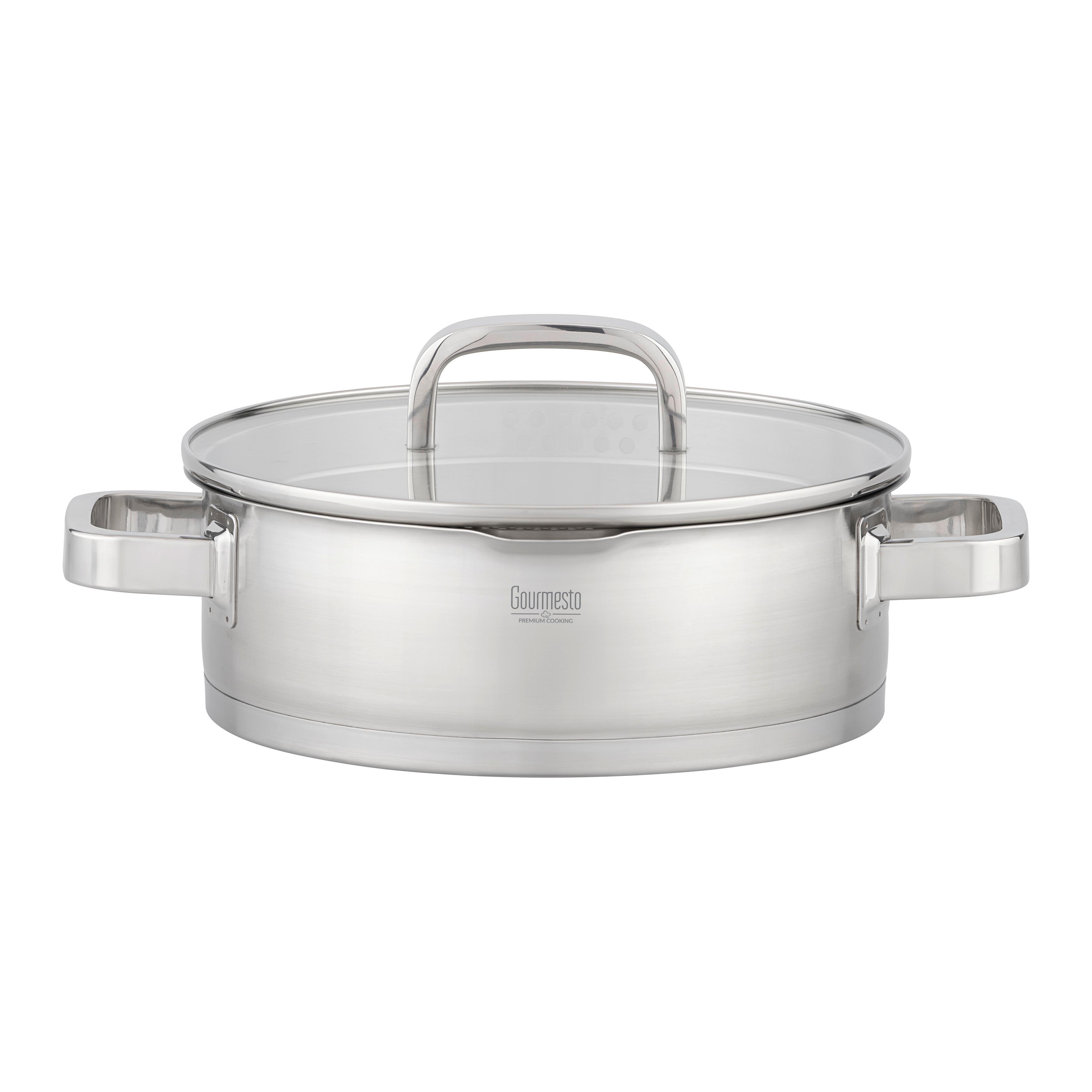 Servírovacia panvica 3,6L - číra/farba ušľachtilej ocele, Konventionell, kov/sklo (24/8cm) - Gourmesto