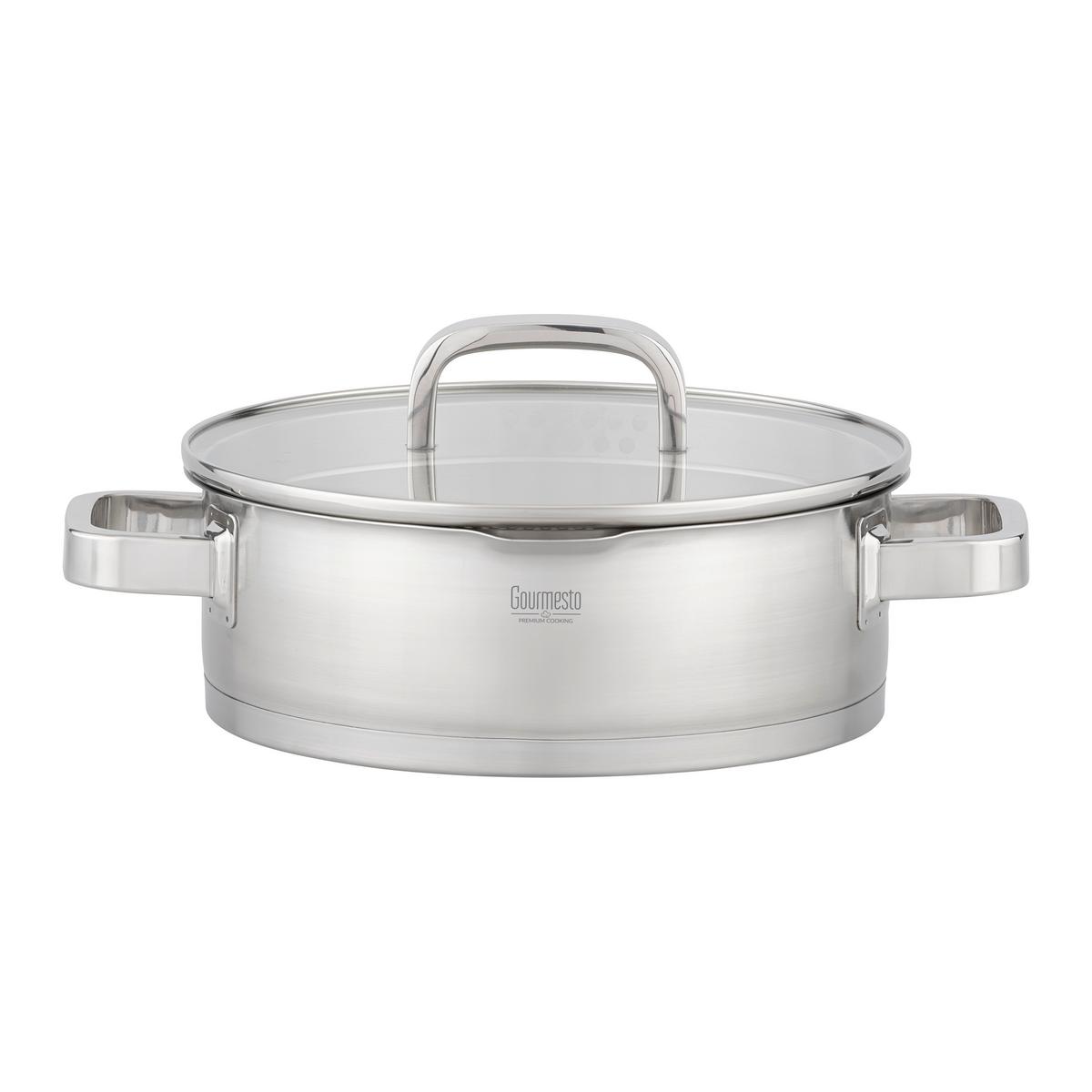 Servírovací pánev 3,6L - čiré/barvy nerez oceli, Konvenční, kov/sklo (24/8cm) - Gourmesto