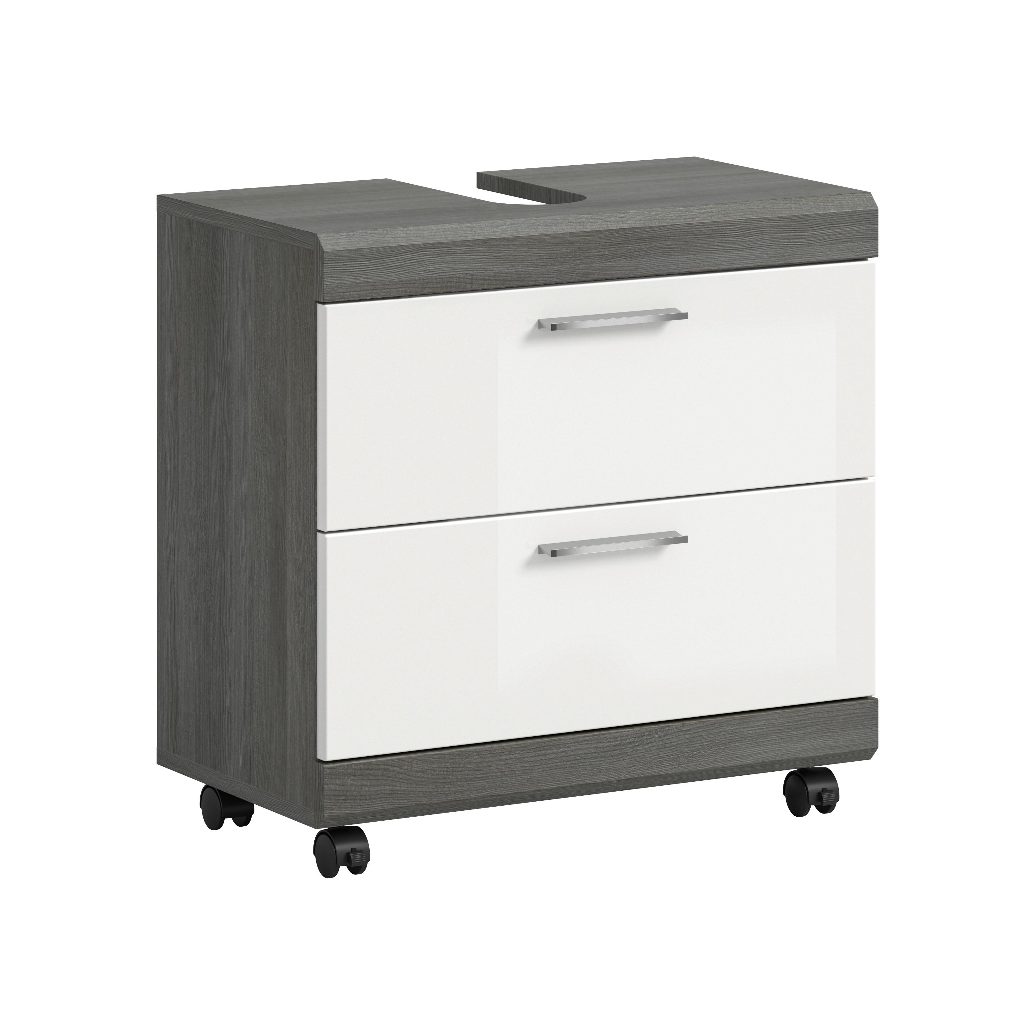 WASCHBECKENUNTERSCHRANK Scout Grau/Weiß HG B: 60cm - Weiß Hochglanz/Schwarz, Trend, Holzwerkstoff (60/60/34cm) - MID.YOU