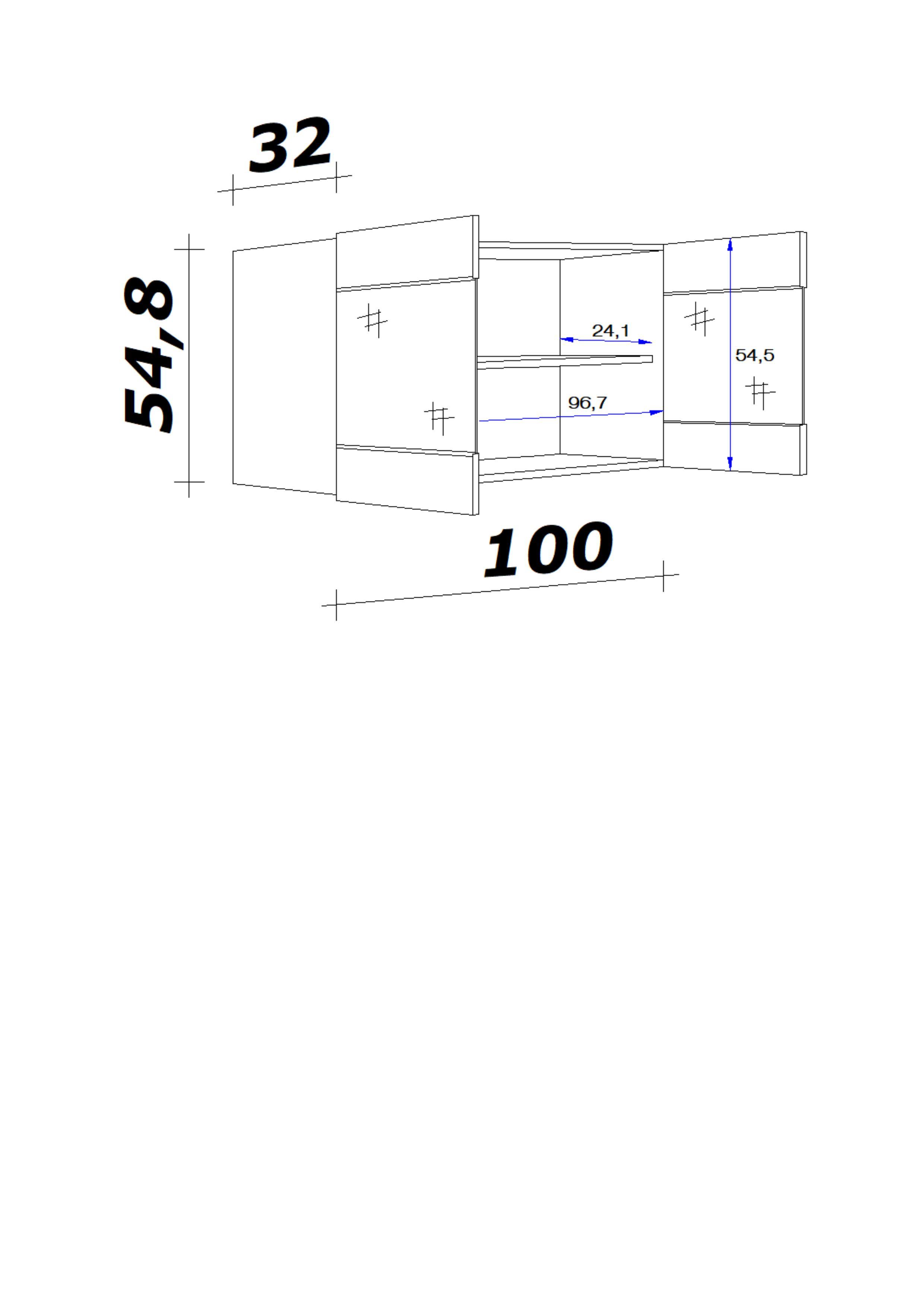 Kuchyňská horní skřiňka NEO - bílá/barvy nerez oceli, Moderní, kov/kompozitní dřevo (100/54/32cm) - FlexWell