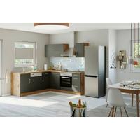 Eckküche Winkelblock Mit Geräten 210x150 cm Anthrazit - Anthrazit/Eiche Wotan, MODERN, Holzwerkstoff (210/210cm) - Held