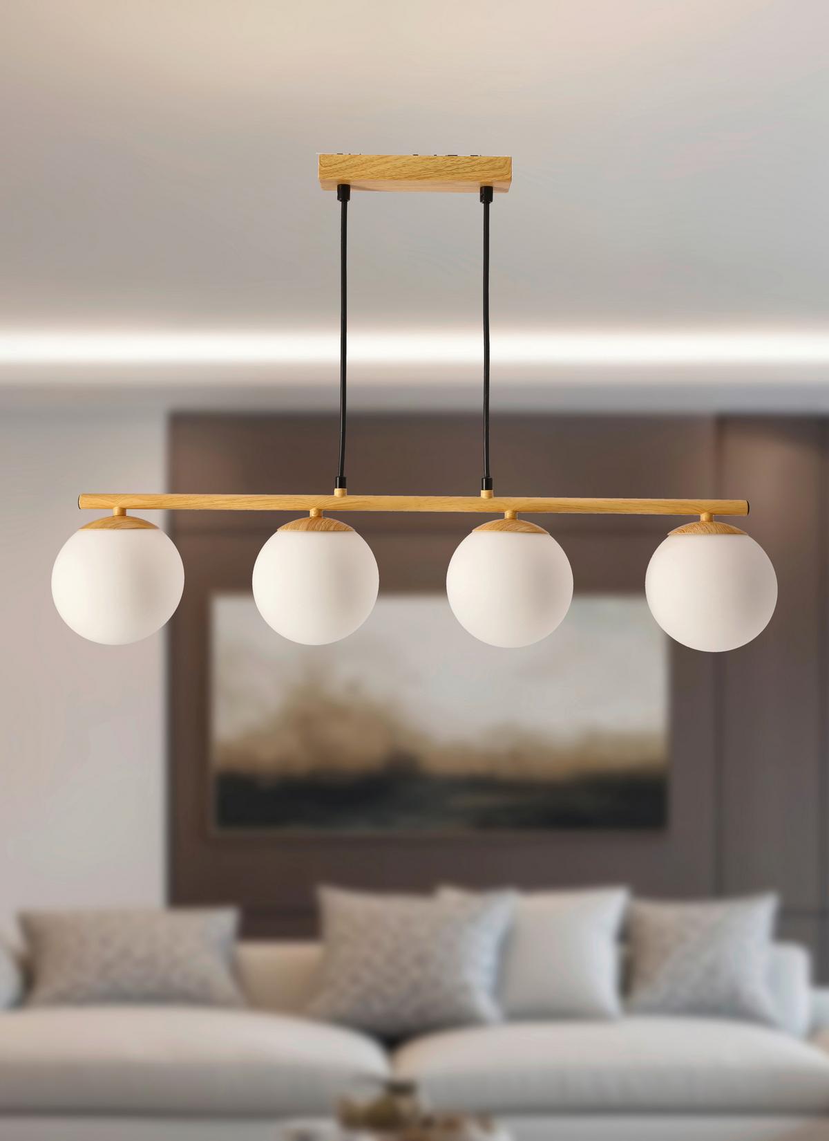 Pendelleuchte 34-37442 Carrine - Eichefarben/Schwarz, KONVENTIONELL, Metall (68/13/100cm)