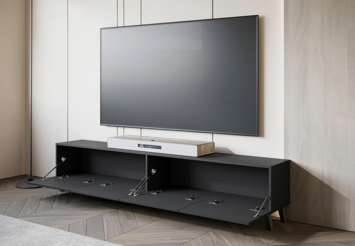 Lowboard Phuket 190 Schwarz B: 190 Cm - Schwarz, Design, Holz/Holzwerkstoff (190/40/32cm) - Livetastic