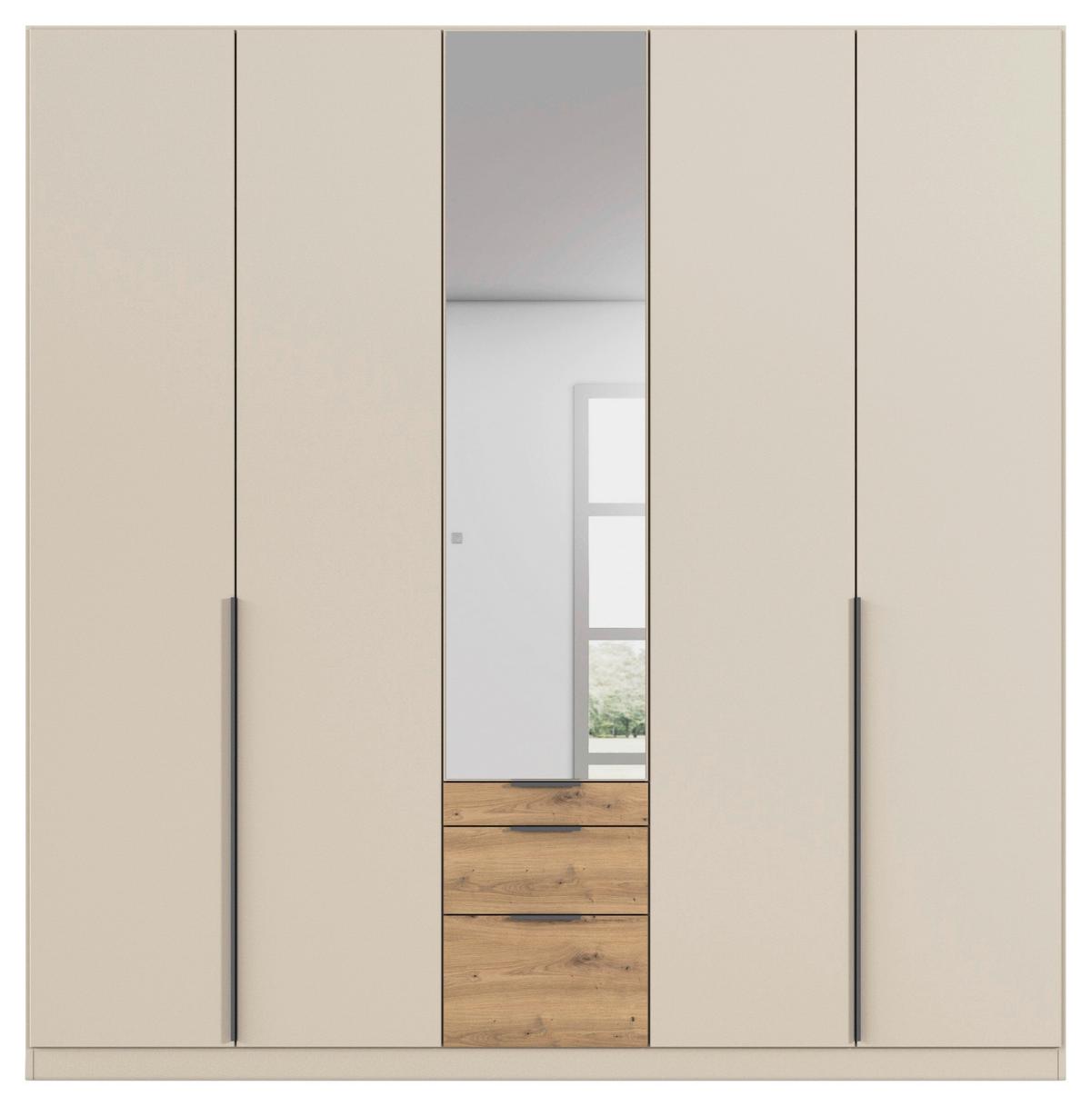 Drehtürenschrank Mit Spiegel 226cm Alabama Super Champagner - Champagner/Eichefarben, MODERN, Holzwerkstoff (226/229/54cm)