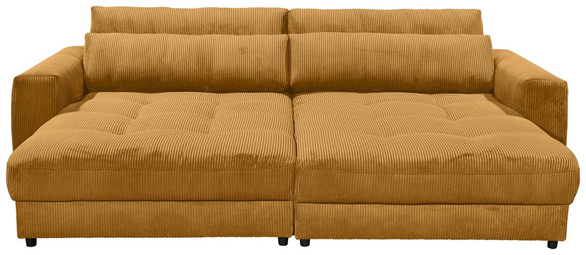 Mega pohovka LOVESEAT žlutá - černá/žlutá, Konvenční, kompozitní dřevo/textil (292/90/194cm) - MID.YOU