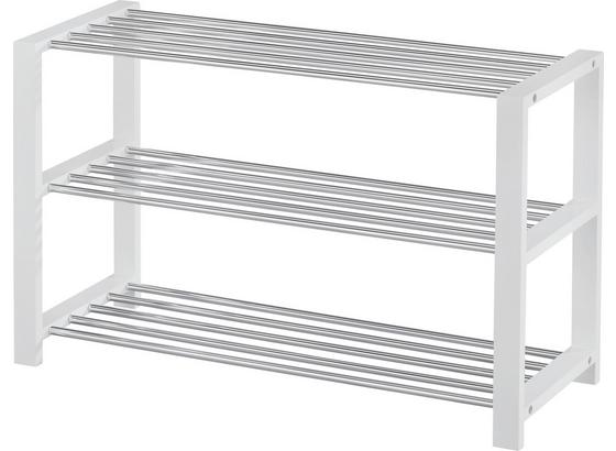 Regál Na Topánky Mariella - 3w - biela/chrómová, Moderný, kov/kompozitné drevo (80/50/30cm) Regál Na Topánky Mariella - 3w - biela/chrómová, Moderný, kov/kompozitné drevo (80/50/30cm)