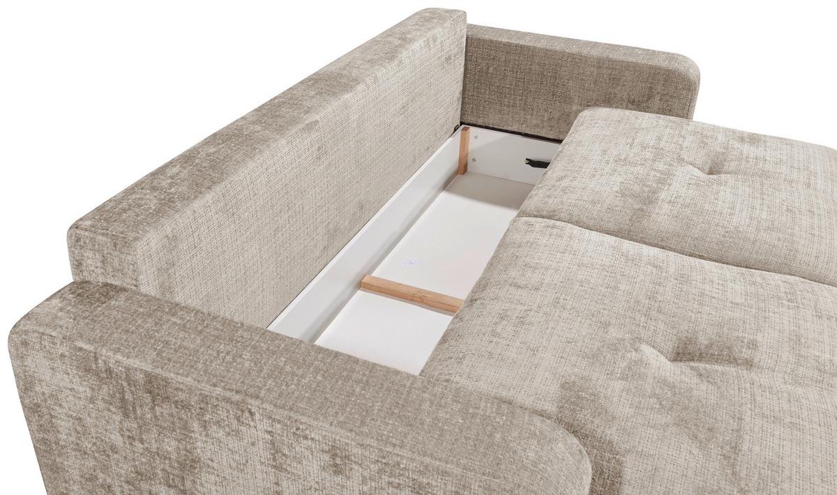 Schlafsofa Bullet Taupe B: 235 Cm - Taupe/Schwarz, KONVENTIONELL, Textil (235/88/120cm) - MID.YOU