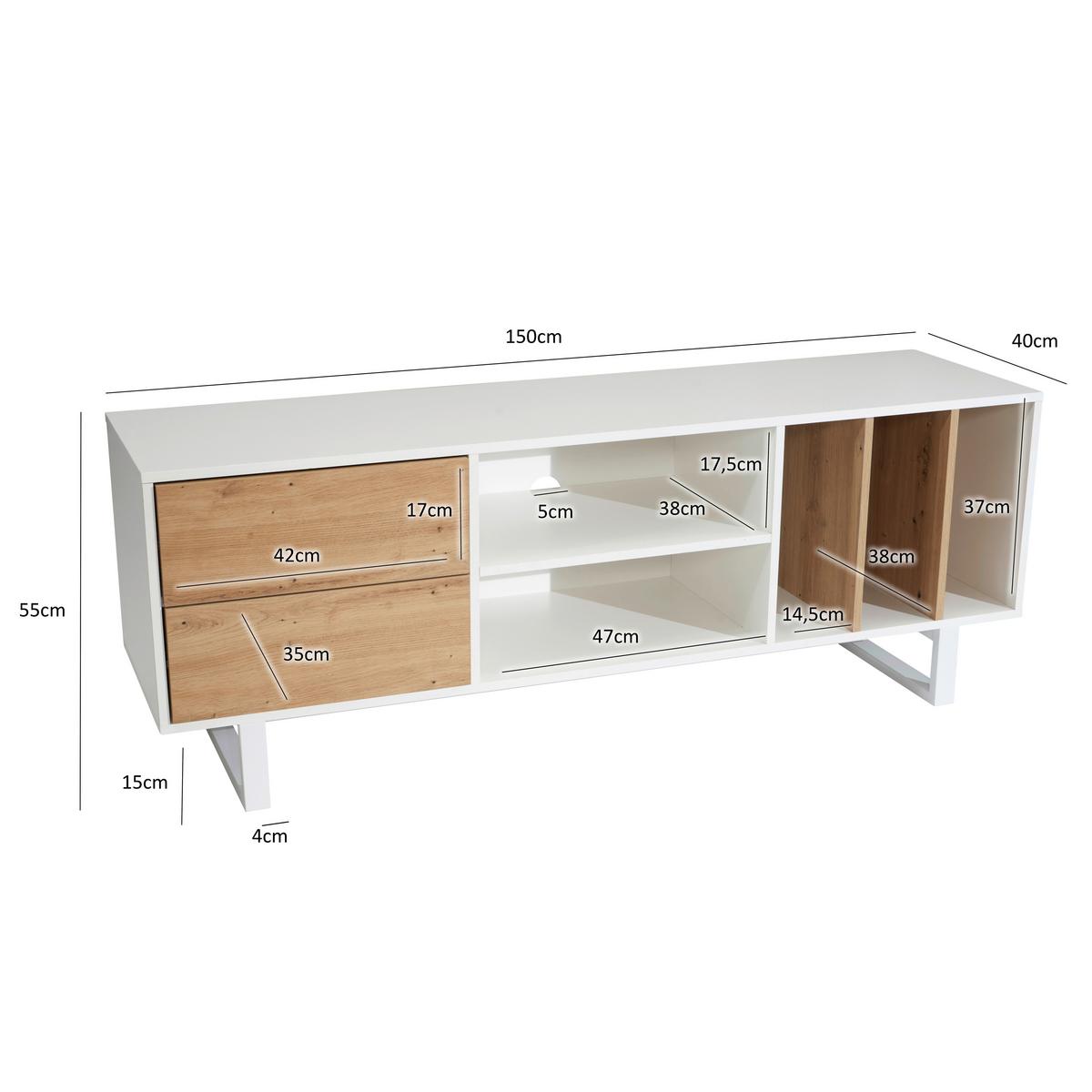 Lowboard Wl6.812 - Eichefarben/Weiß, Design, Holzwerkstoff (150/55/40cm) - Livetastic