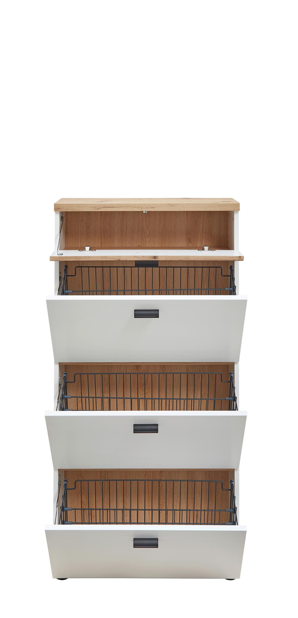 Schuhkipper Fresno Weiß/eiche Artisan, B: 65 Cm - Schwarz/Weiß, Design, Holzwerkstoff (65/132/25cm) - Livetastic