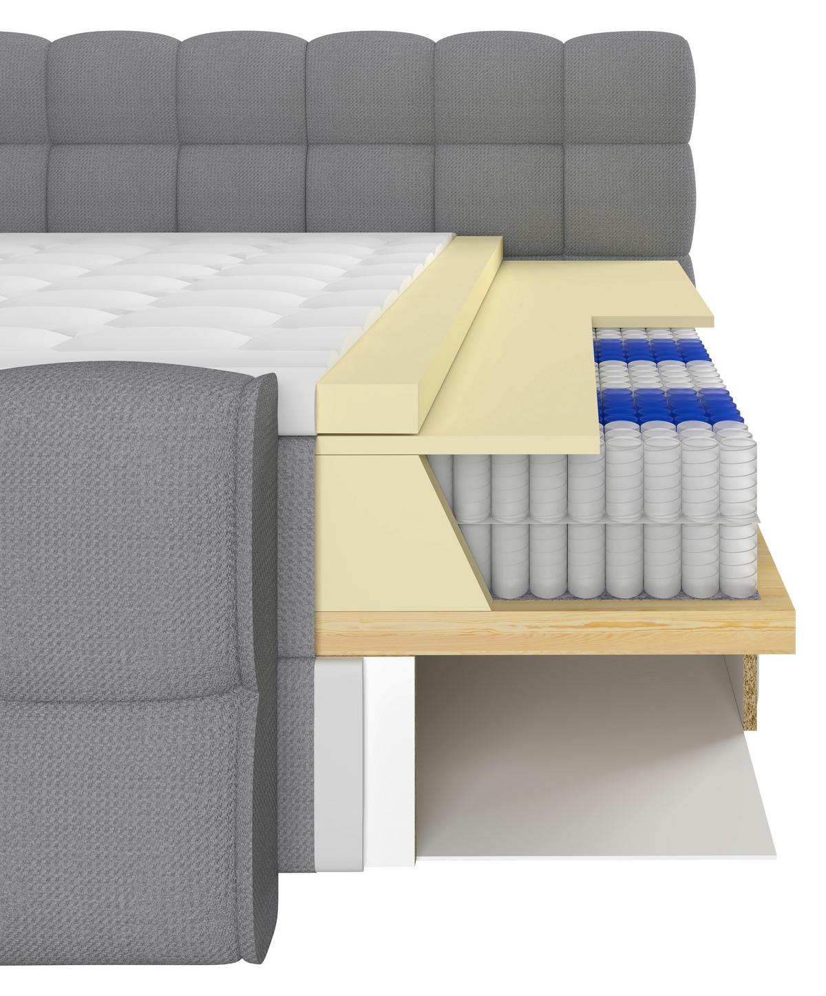 BOXSPRINGBETT inkl. Bettkasten 180x200 - Schwarz/Grau, Trend, Holz/Holzwerkstoff (180/200cm) - Sembella